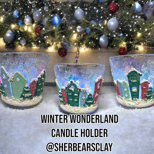Winter Wonderland Candle Holder By Sherry Ratzman Jones of Sherbears Clay On YouTube