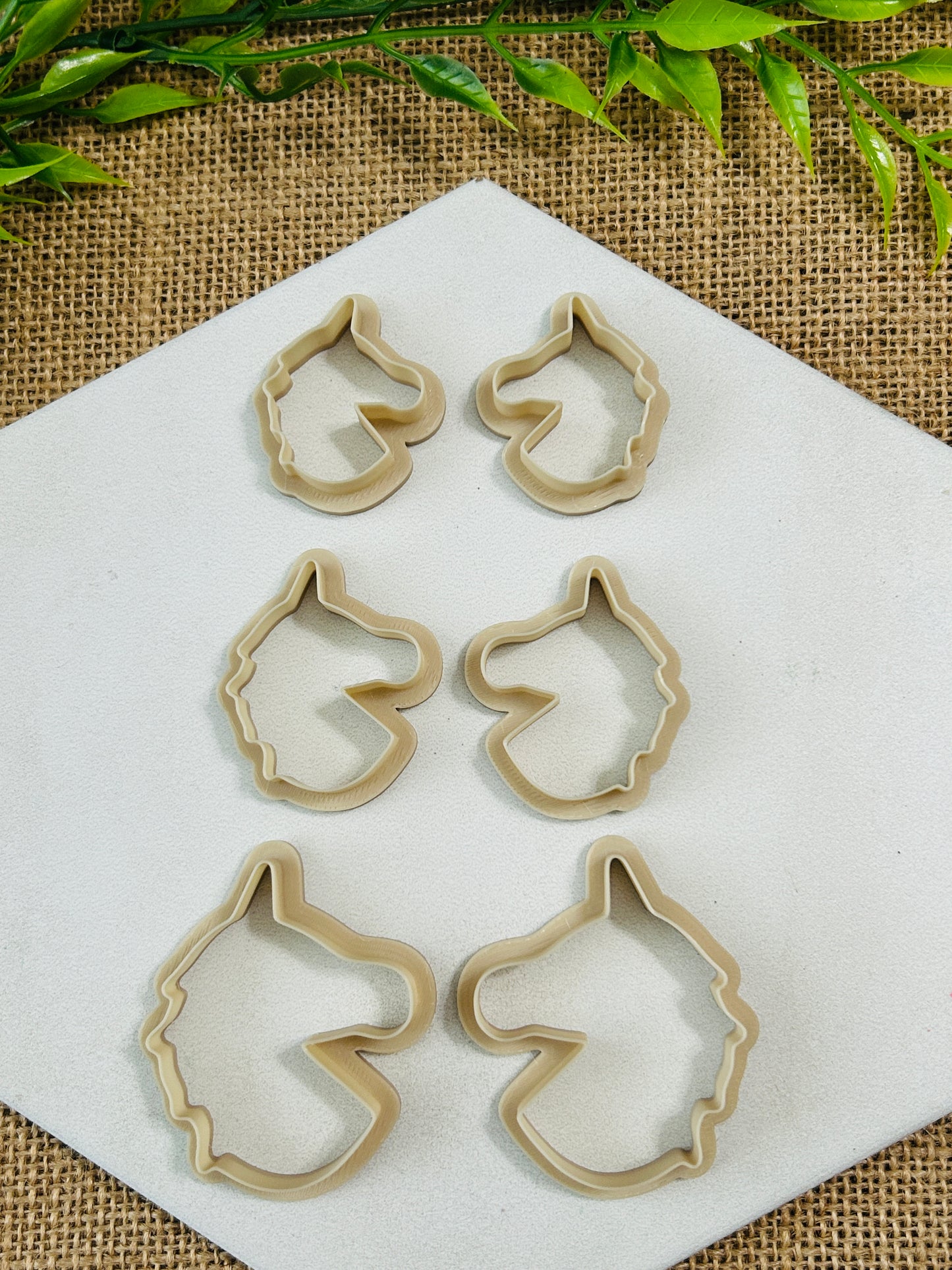 2pc Unicorn Head Outline Cutter Set Polymer Clay Cutter 6 Sizes You Choose