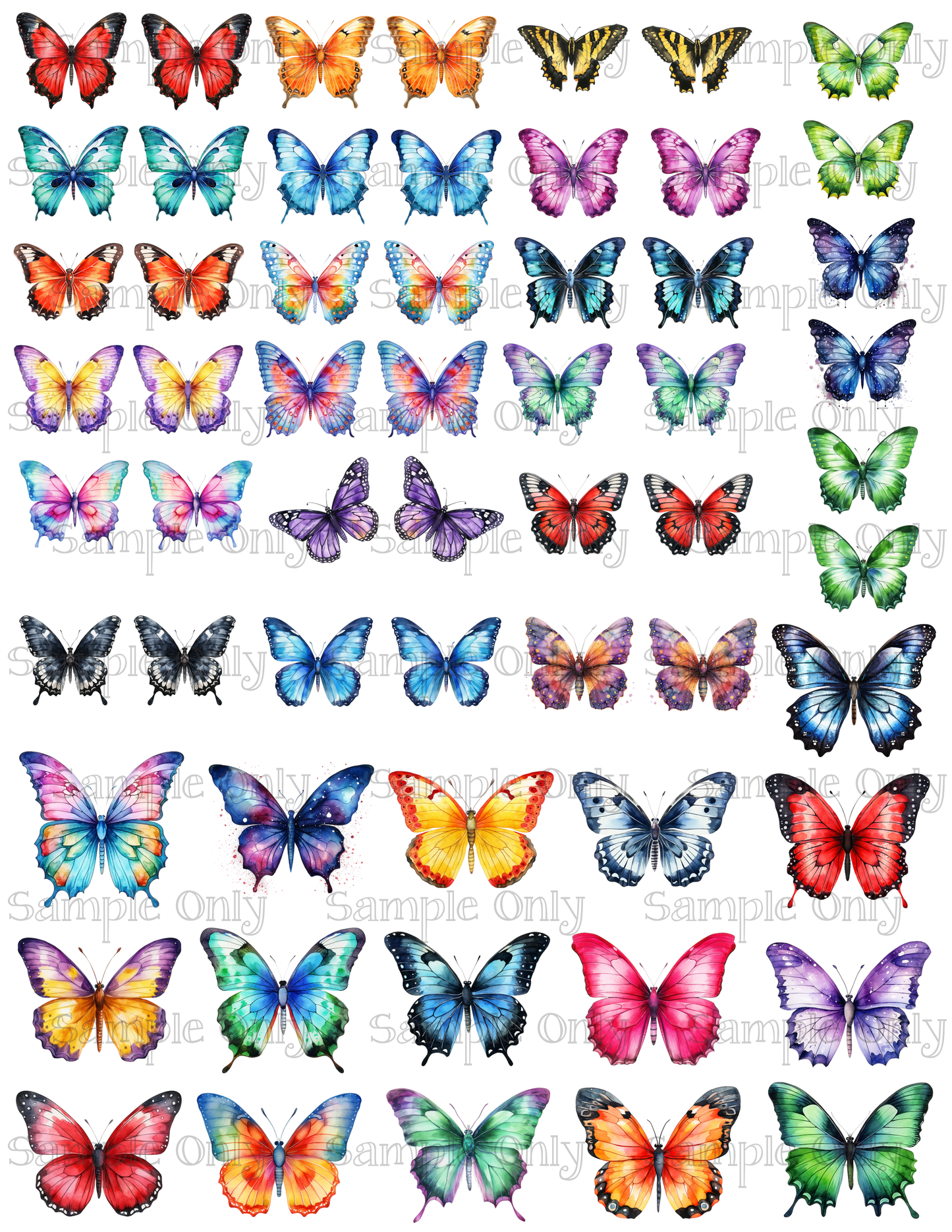 1 - 1.5 Inch Butterfly Insect Image Sheet For Polymer Clay Transfer Decal DIGITAL FILE OR PRINTED