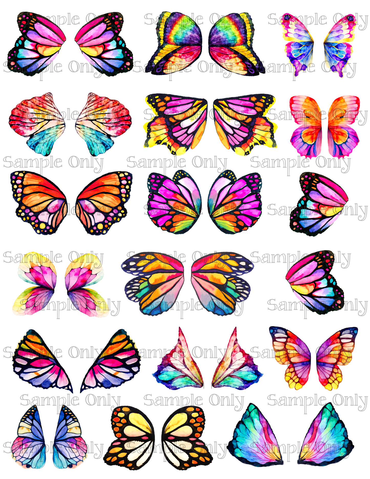 1.5 Inch Tall Butterfly Fairy Wings Image Sheet For Polymer Clay Transfer Decal DIGITAL FILE OR PRINTED