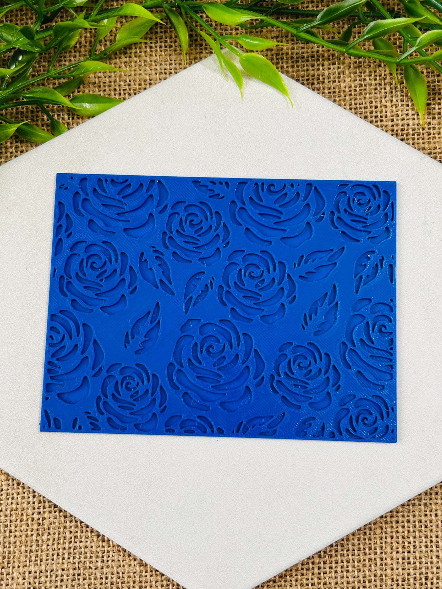 Rose Pattern Design For Polymer Clay 3 Versions YOU CHOOSE Stencil Stamp Texture Plate