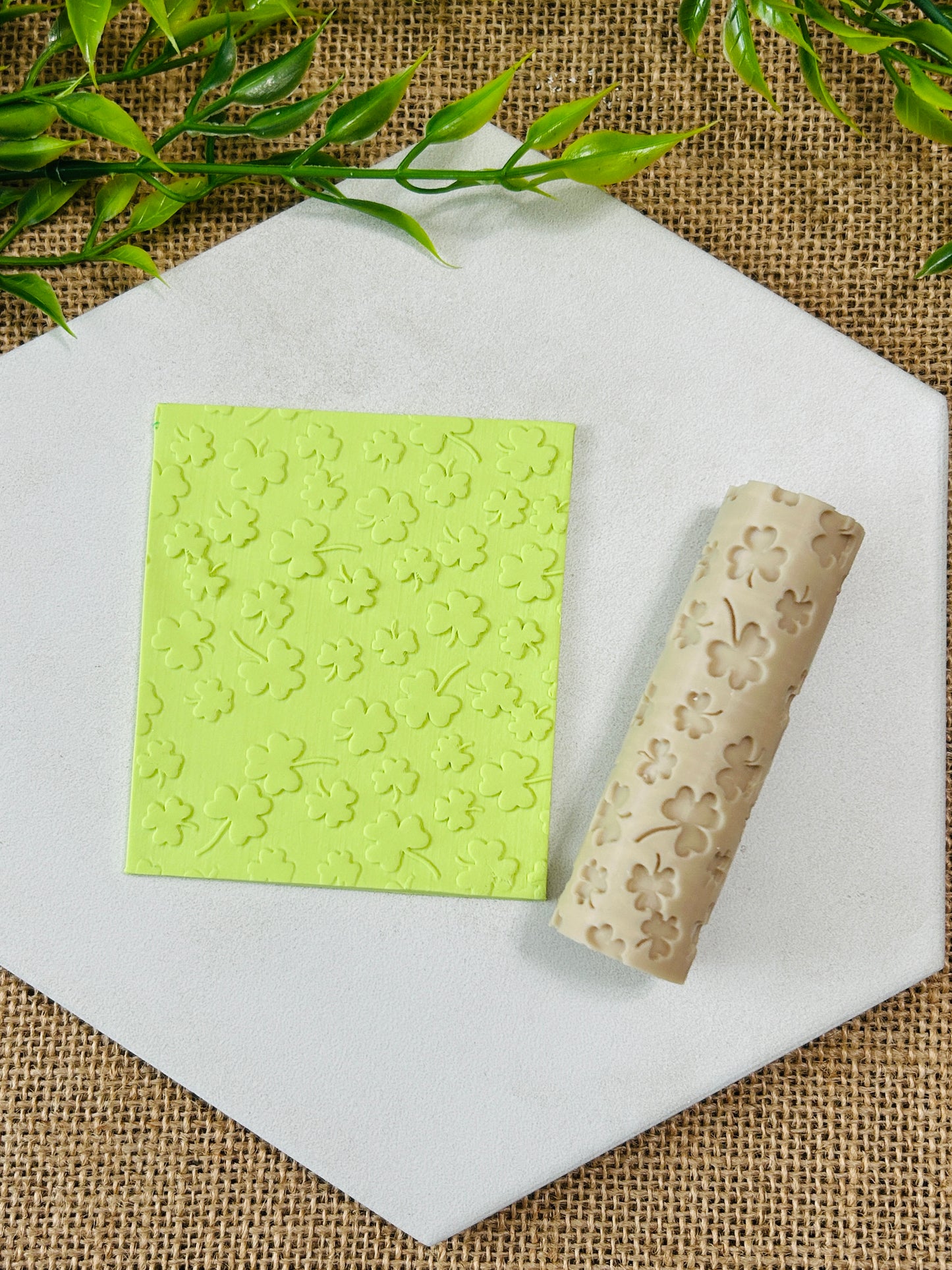 Saint Patrick's Day 3 and 4 Leaf Clover Pattern Texture Roller For Polymer Clay 2 Styles YOU CHOOSE