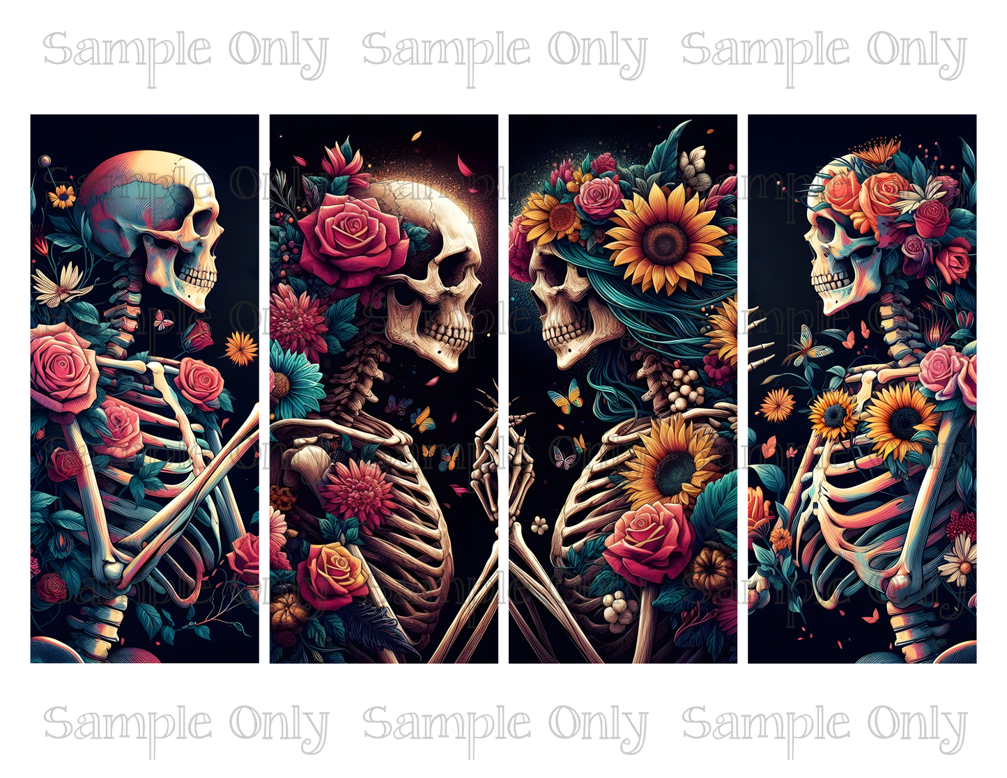 2.5 x 6 Inch Floral Skeleton Set 01 Image Sheet For Polymer Clay