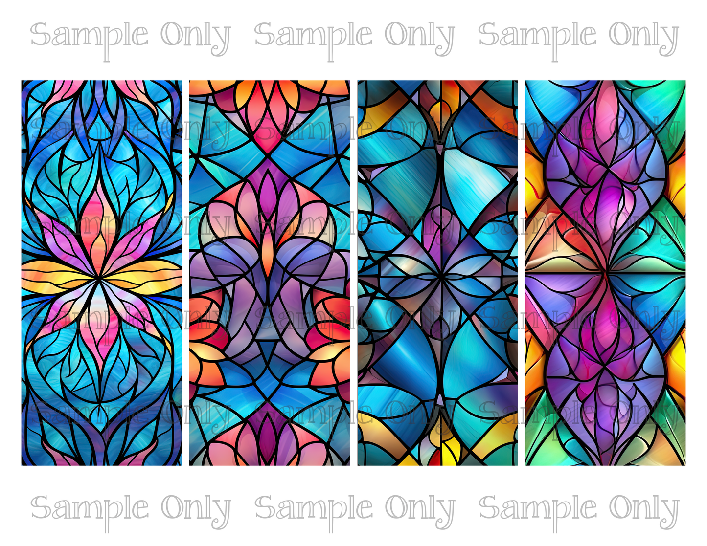 2.5 x 6 Inch Stained Glass Abstract Set 01 Image Sheet For Polymer Clay Transfer Decal DIGITAL FILE OR PRINTED