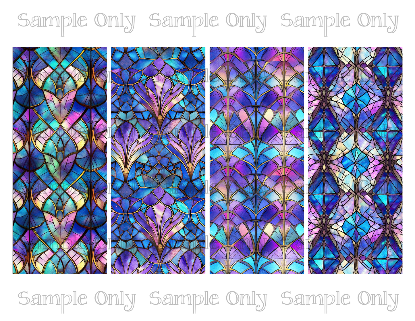 2.5 x 6 Inch Stained Glass Abstract Set 02 Image Sheet For Polymer Clay Transfer Decal DIGITAL FILE OR PRINTED