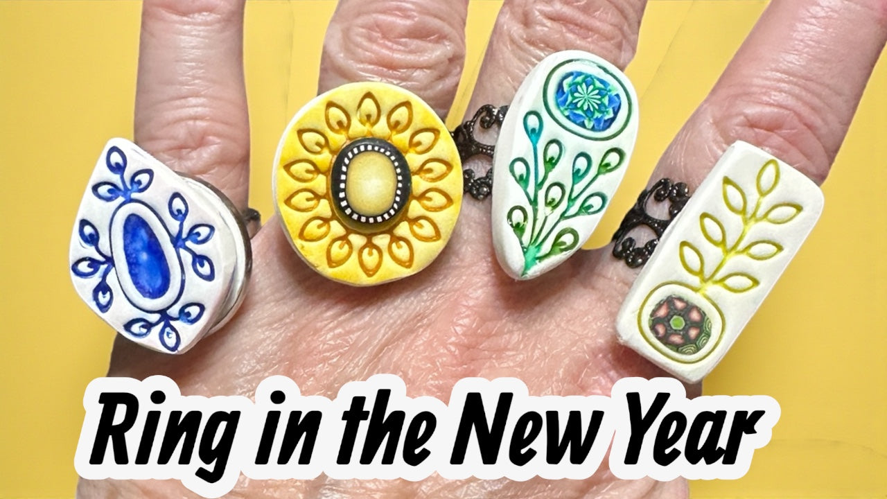 2pc Whimsy Foliage Bezel with Stone Polymer Clay Cutter Set - 7 Styles and 5 Sizes Available