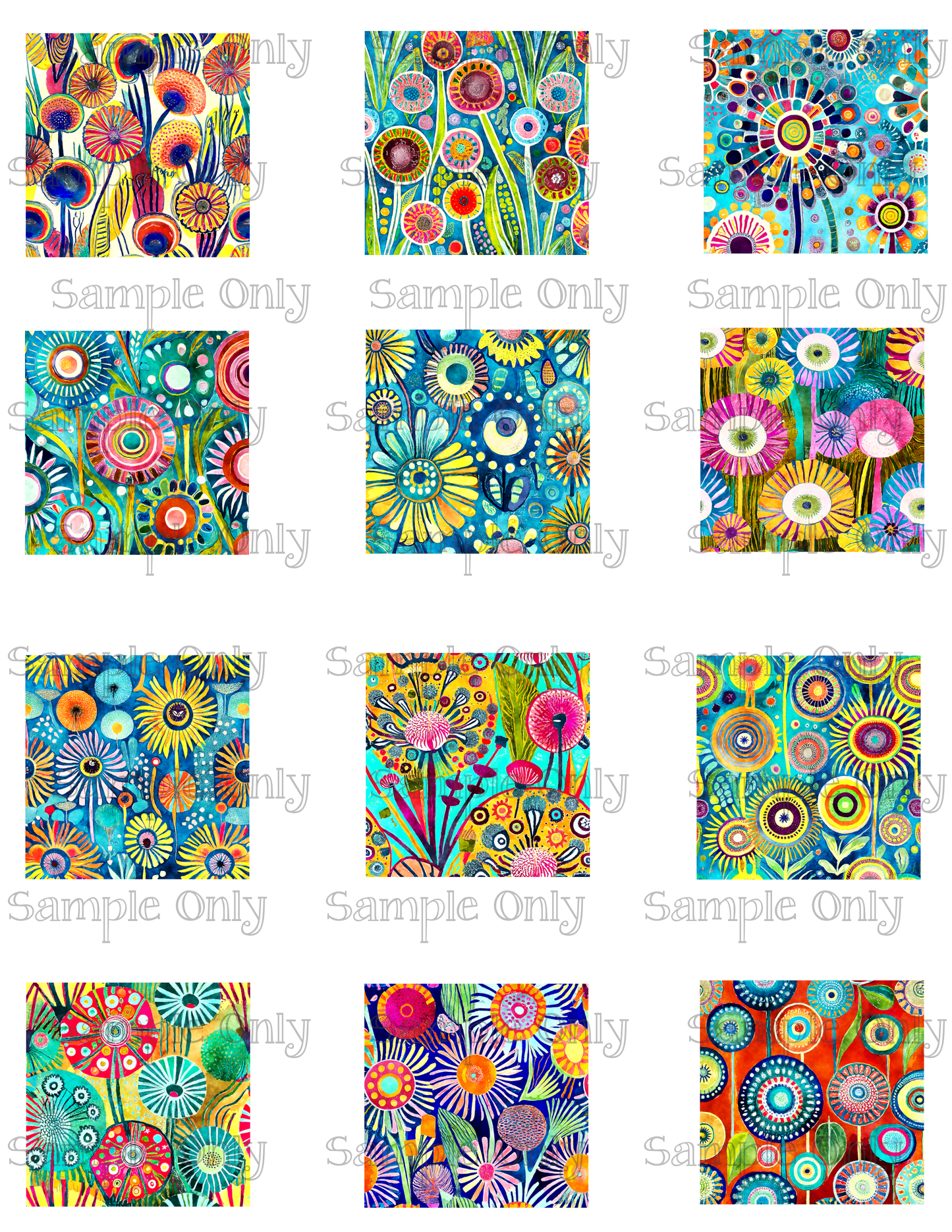 2 Inch Bright Dandelion Flower Set 01 Image Sheet For Polymer Clay Transfer Decal DIGITAL FILE OR PRINTED