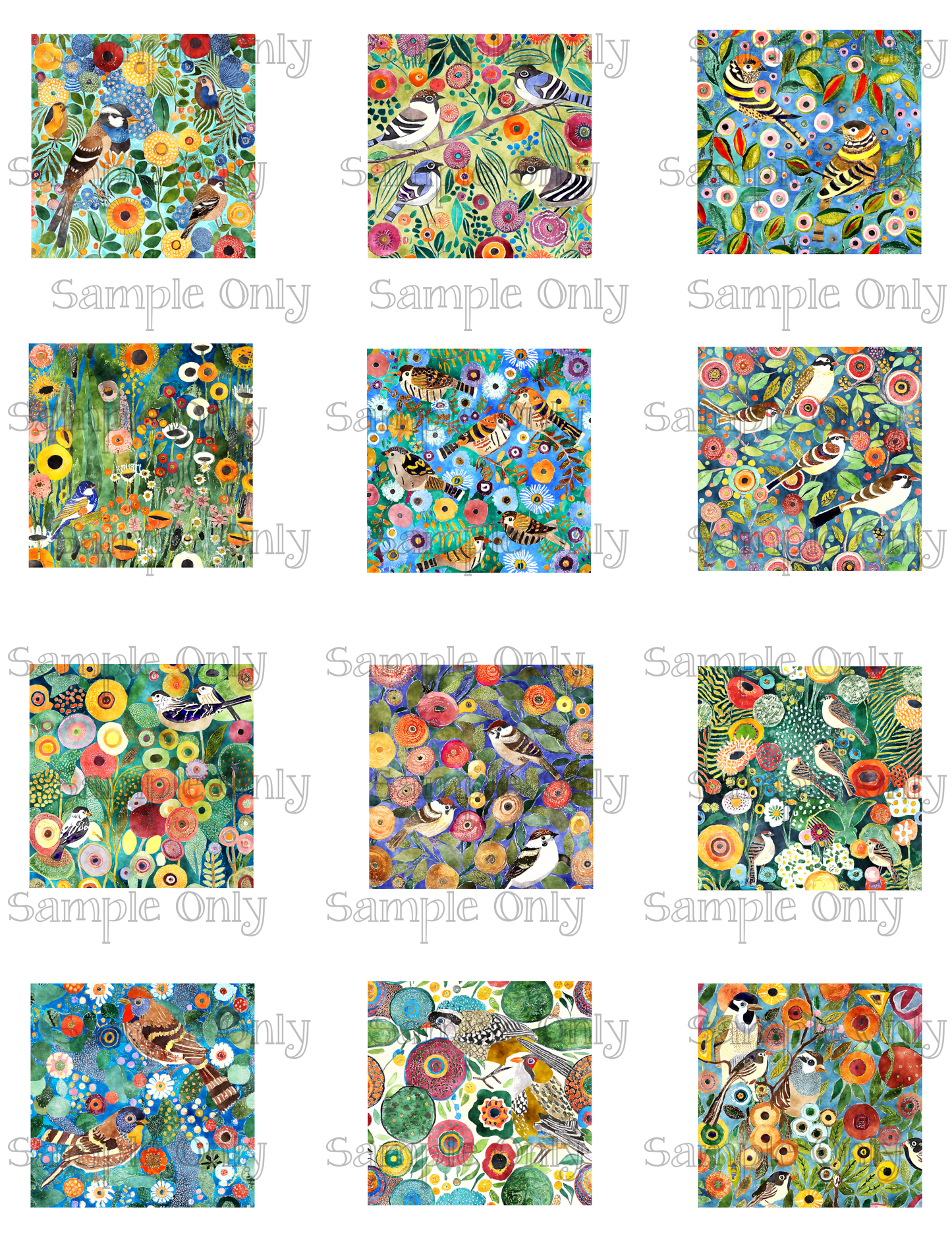 2 Inch Garden Sparrow Image Sheet For Polymer Clay Transfer Decal DIGITAL FILE OR PRINTED