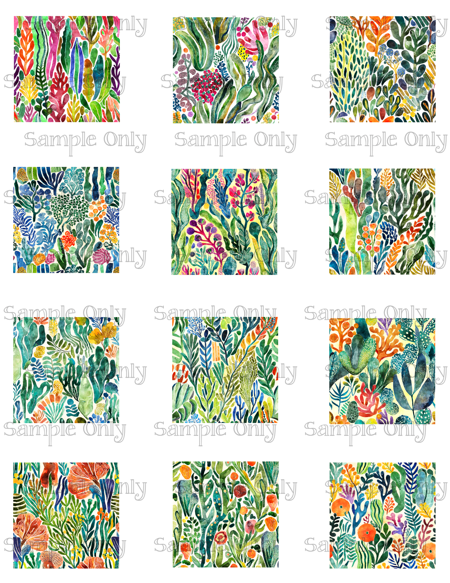 2 Inch Seaweed Garden Image Sheet For Polymer Clay Transfer Decal DIGITAL FILE OR PRINTED