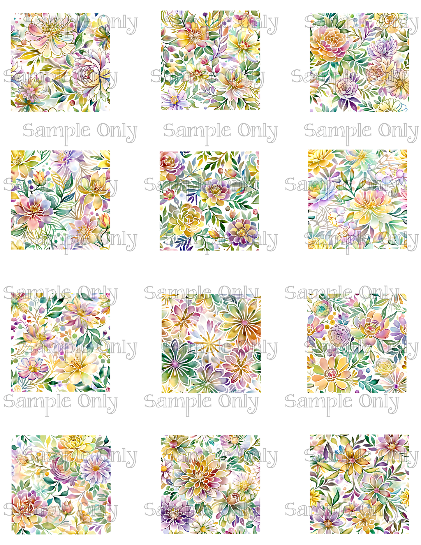 2 Inch Soft Floral Image Sheet For Polymer Clay Transfer Decal DIGITAL FILE OR PRINTED