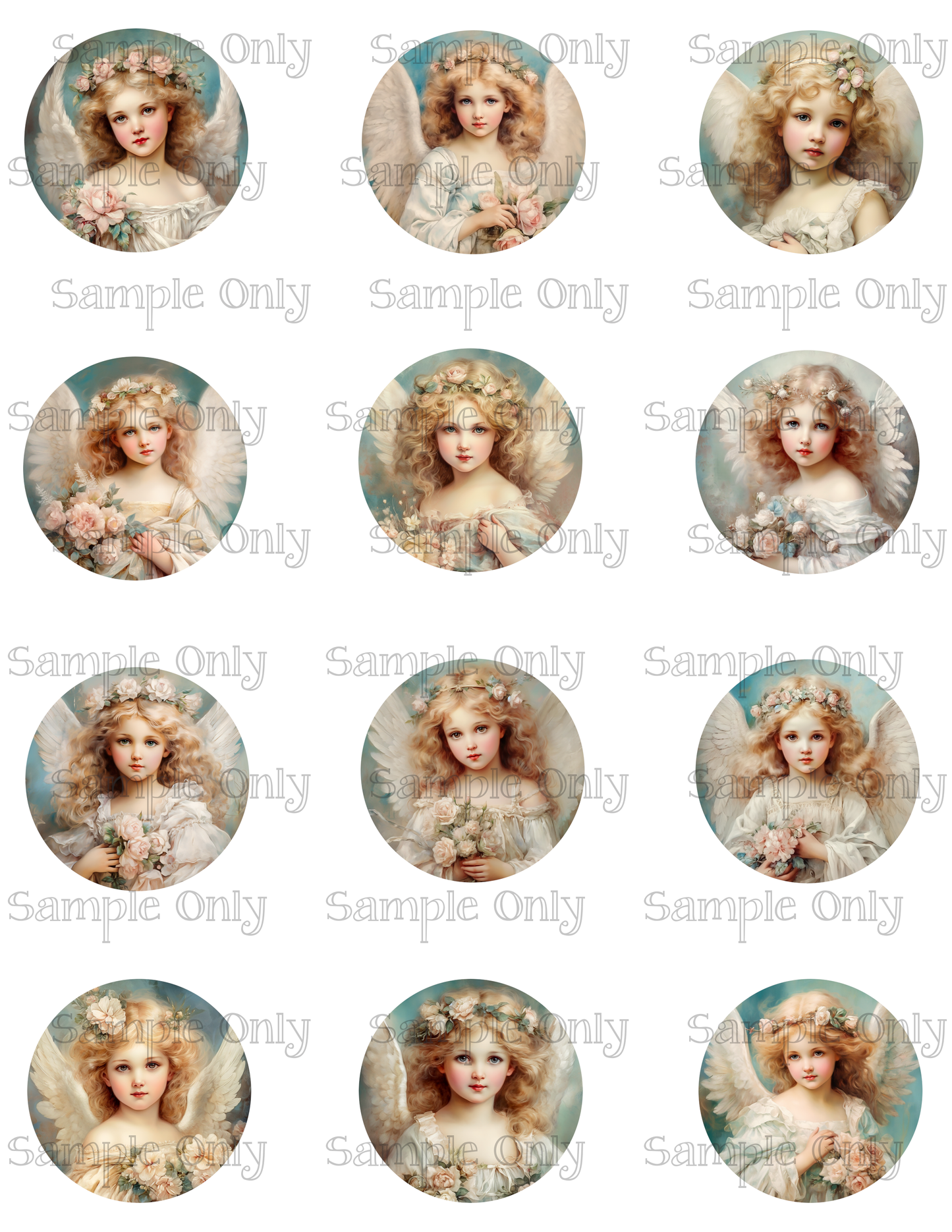 2 Inch Vintage Angel Image Sheet For Polymer Clay Transfer Decal DIGITAL FILE OR PRINTED
