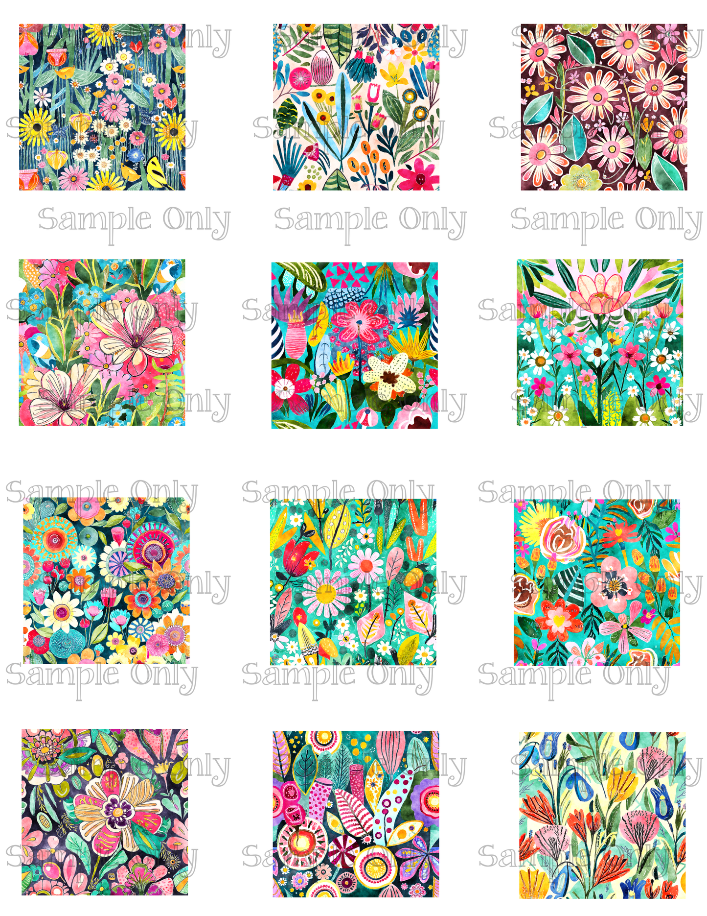 2 Inch Wild Spring Flowers Image Transfer Sheet For Polymer Clay