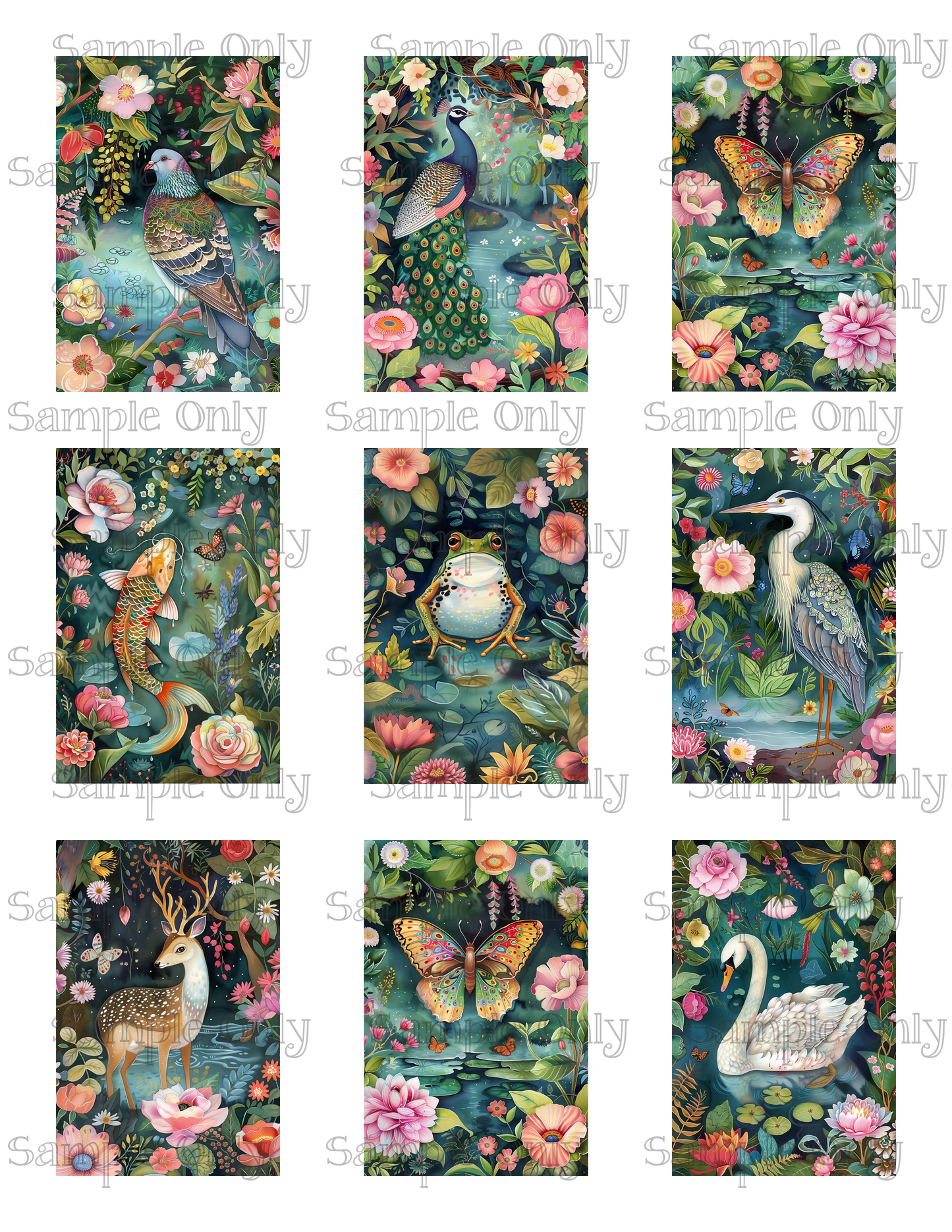 2x3 Inch Pond Animals Water Soluble Image Transfer Sheet For Polymer Clay Transfer Decal PRINTED