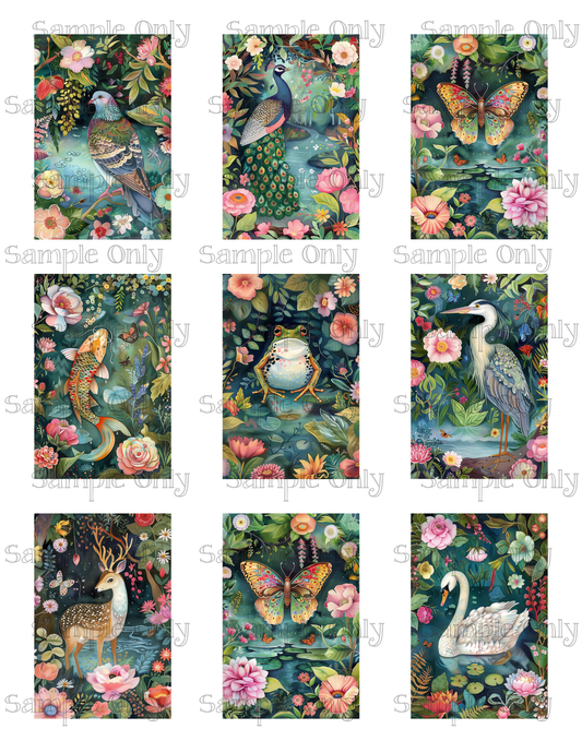 2x3 Inch Pond Animals Water Soluble Image Transfer Sheet For Polymer Clay Transfer Decal PRINTED