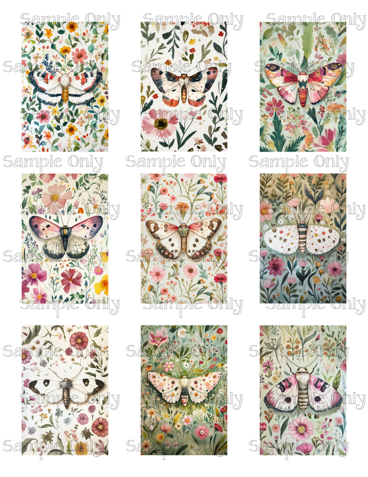 2x3 Inch Butterflies and Botanicals Water Soluble Image Transfer Sheet For Polymer Clay Transfer Decal PRINTED