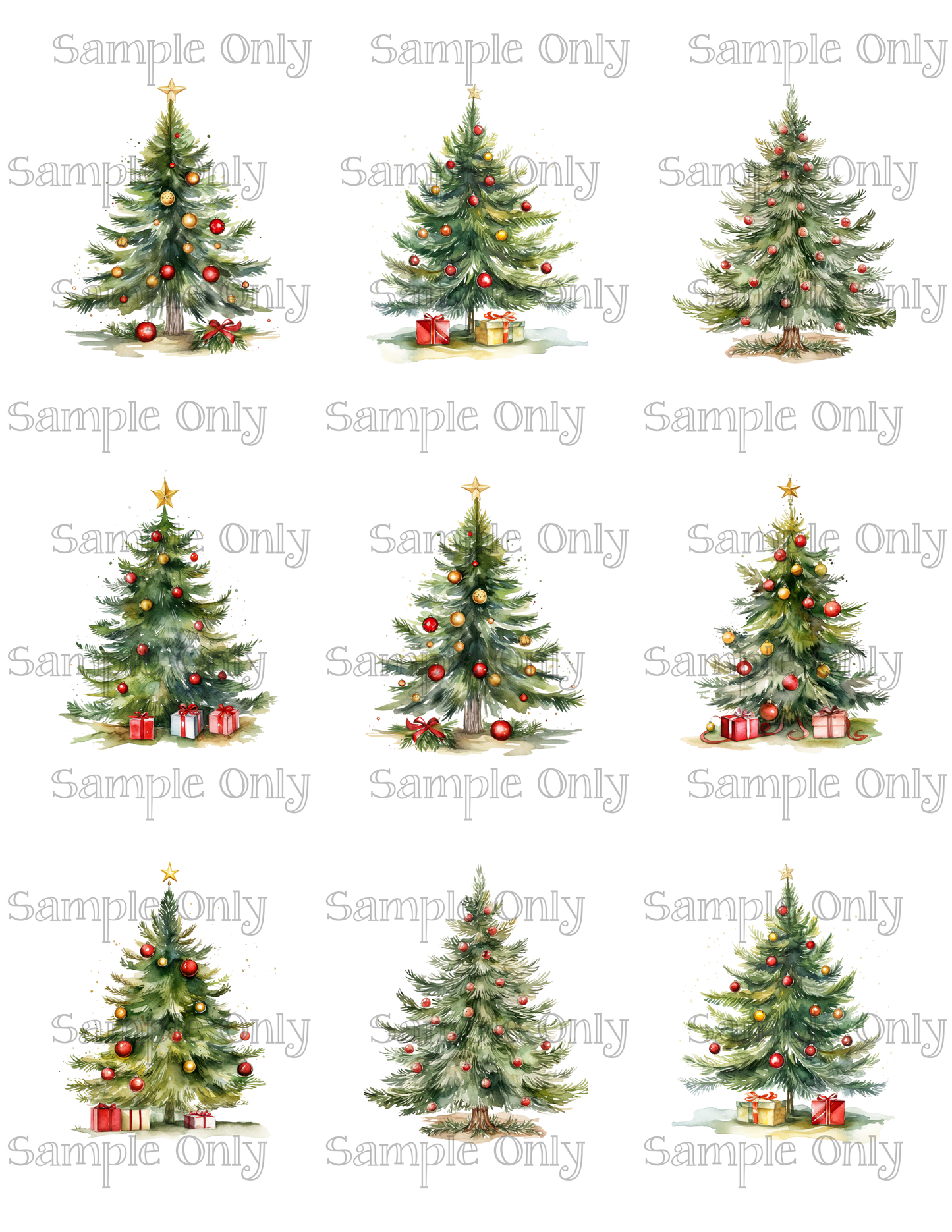 2x3 Inch Simple Christmas Tree Image Sheet For Polymer Clay Transfer Decal DIGITAL FILE OR PRINTED