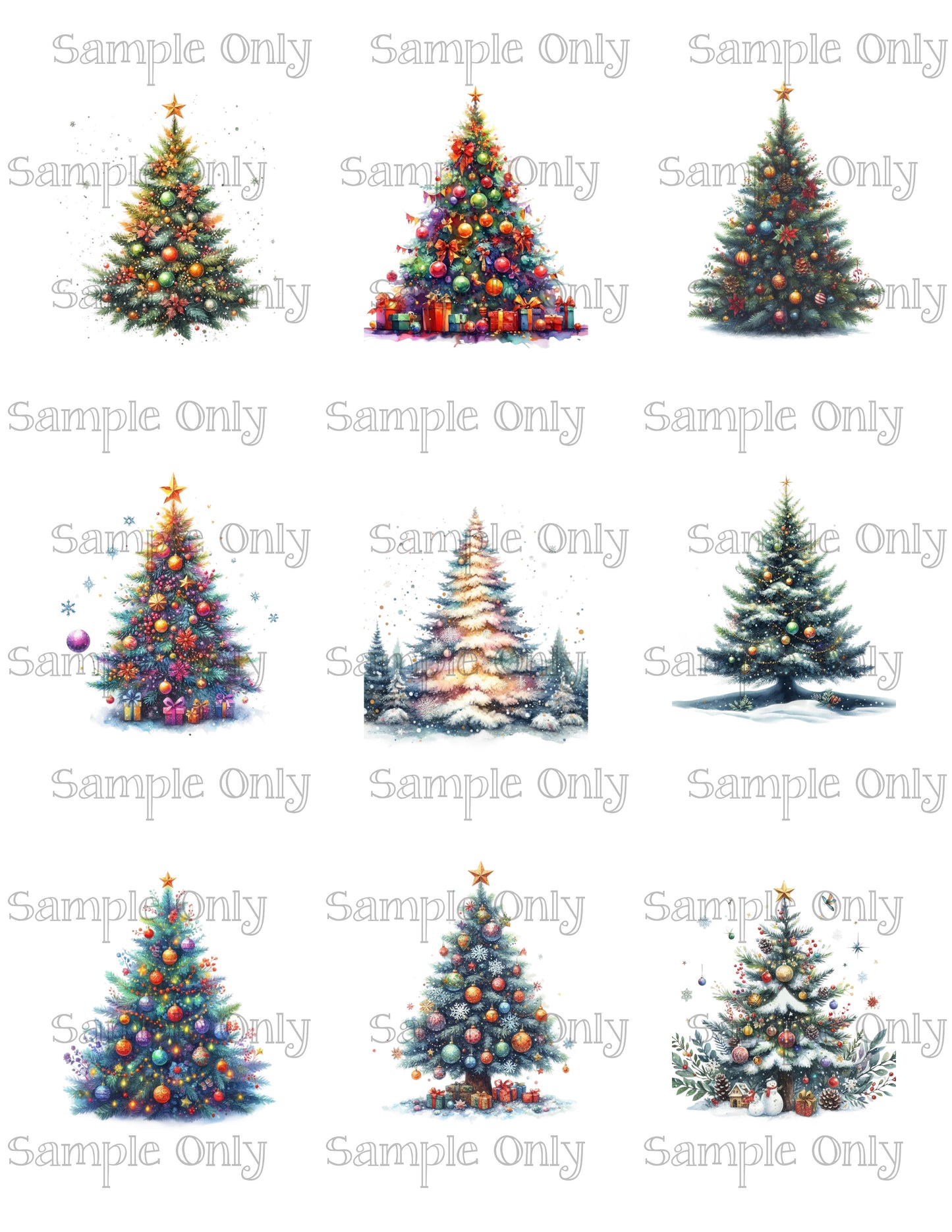 2x3 Inch Festive Christmas Tree Image Transfer Sheet For Polymer Clay