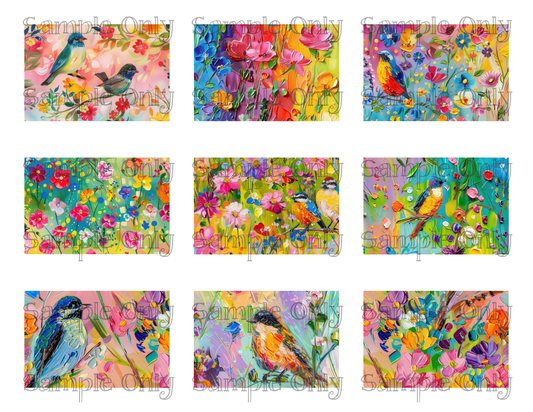 2x3 Inch Painterly Birds Water Soluble Image Transfer Sheet For Polymer Clay Transfer Decal PRINTED