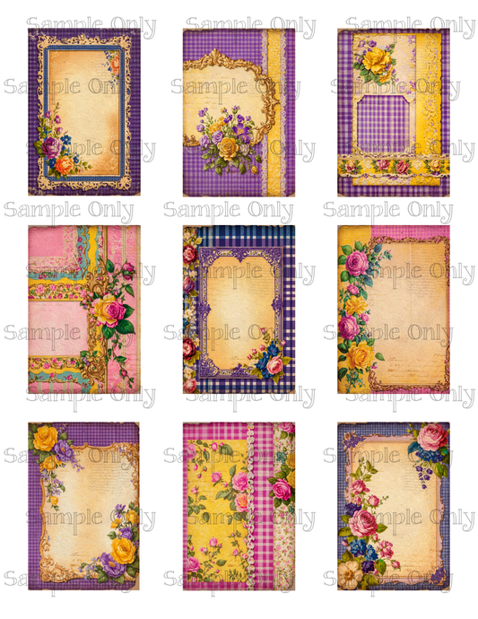 2x3 Inch Shabby Floral Assorted Color Flowers Set 1 Image Sheet For Polymer Clay Transfer Decal DIGITAL FILE OR PRINTED