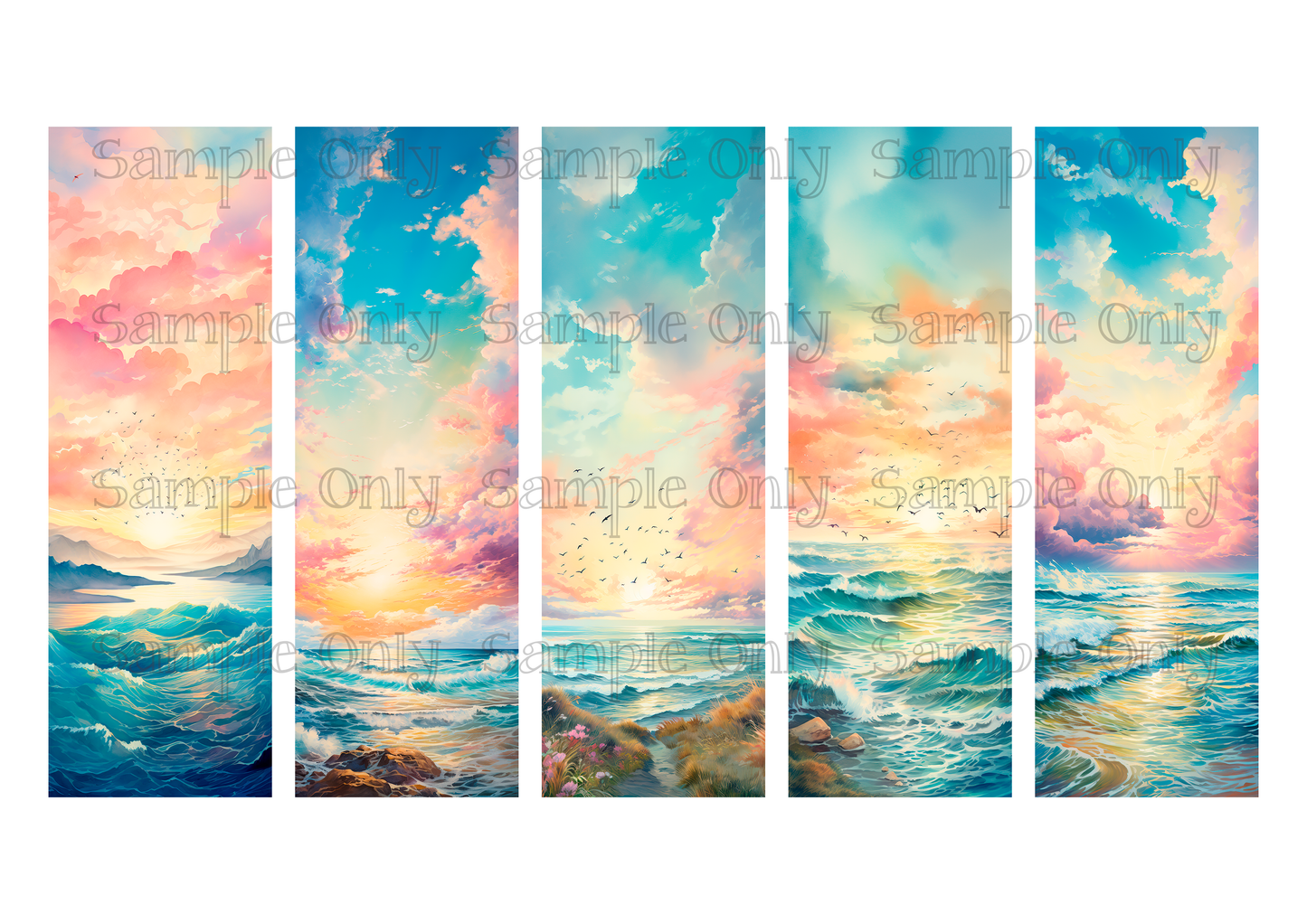 A Day At Sea Bookmark Set 02 Printed Water Soluble Image Transfer Sheet For Polymer Clay