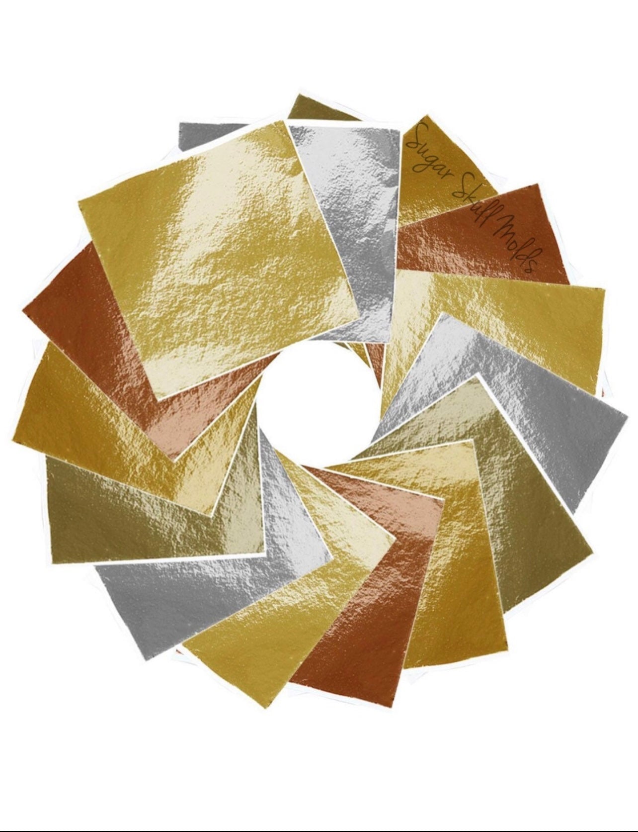 25 Sheets Of Metal Composition Foil Leaf Sheets Gold Copper Silver