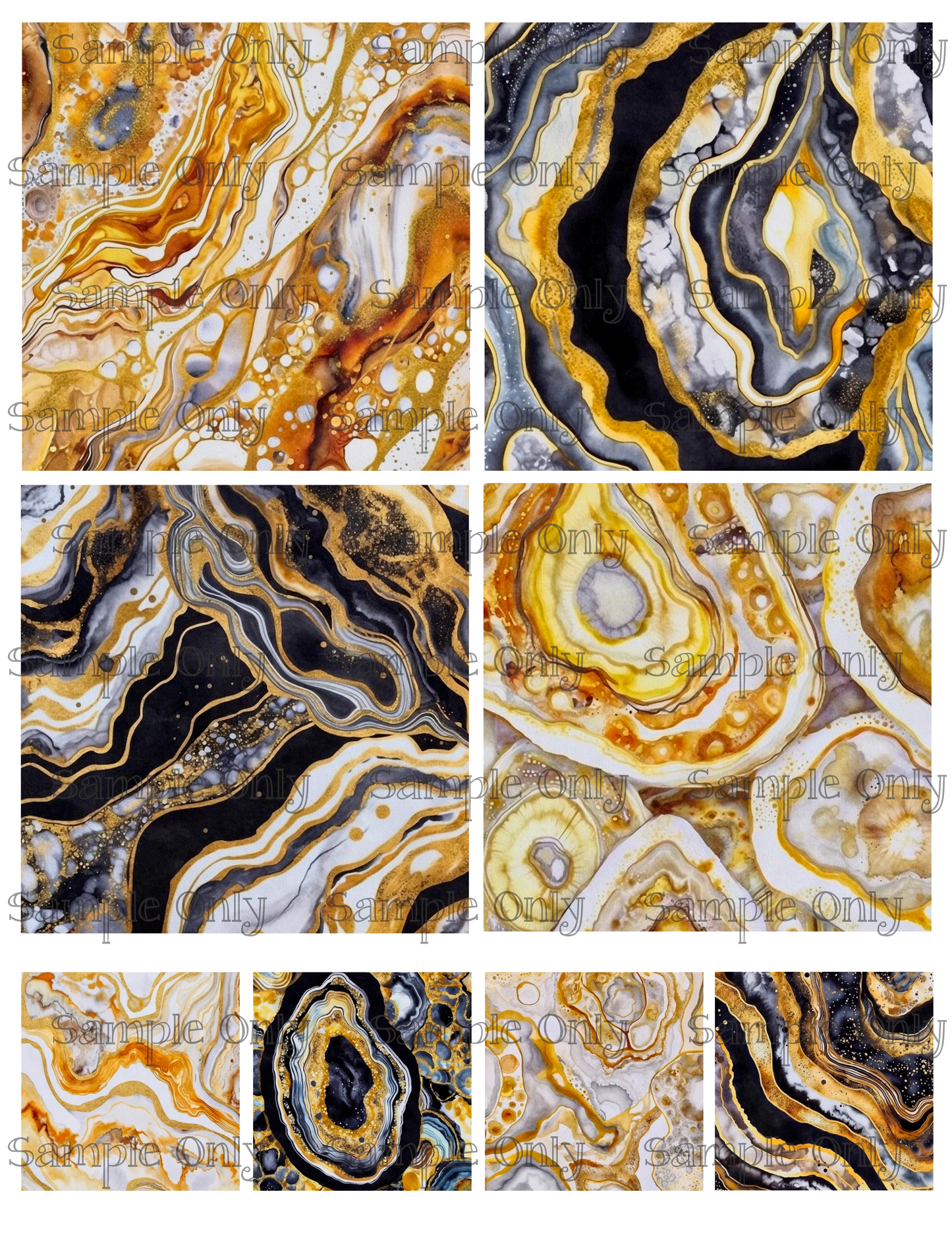 4 Inch Faux Agate Marble Set 1 Image Sheet For Polymer Clay Transfer Decal DIGITAL FILE OR PRINTED