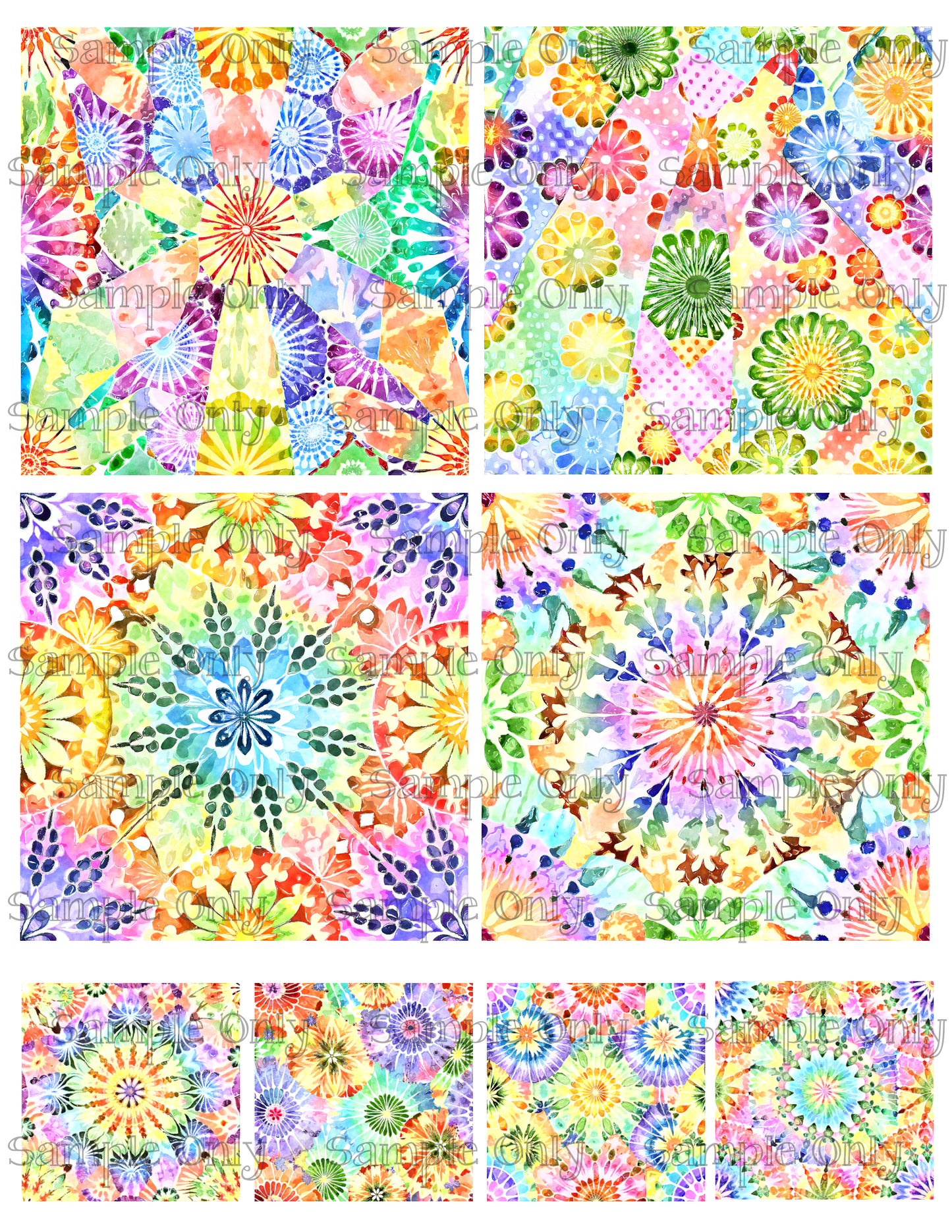 4 Inch Batik Quilt Image Sheet For Polymer Clay Transfer Decal DIGITAL FILE OR PRINTED