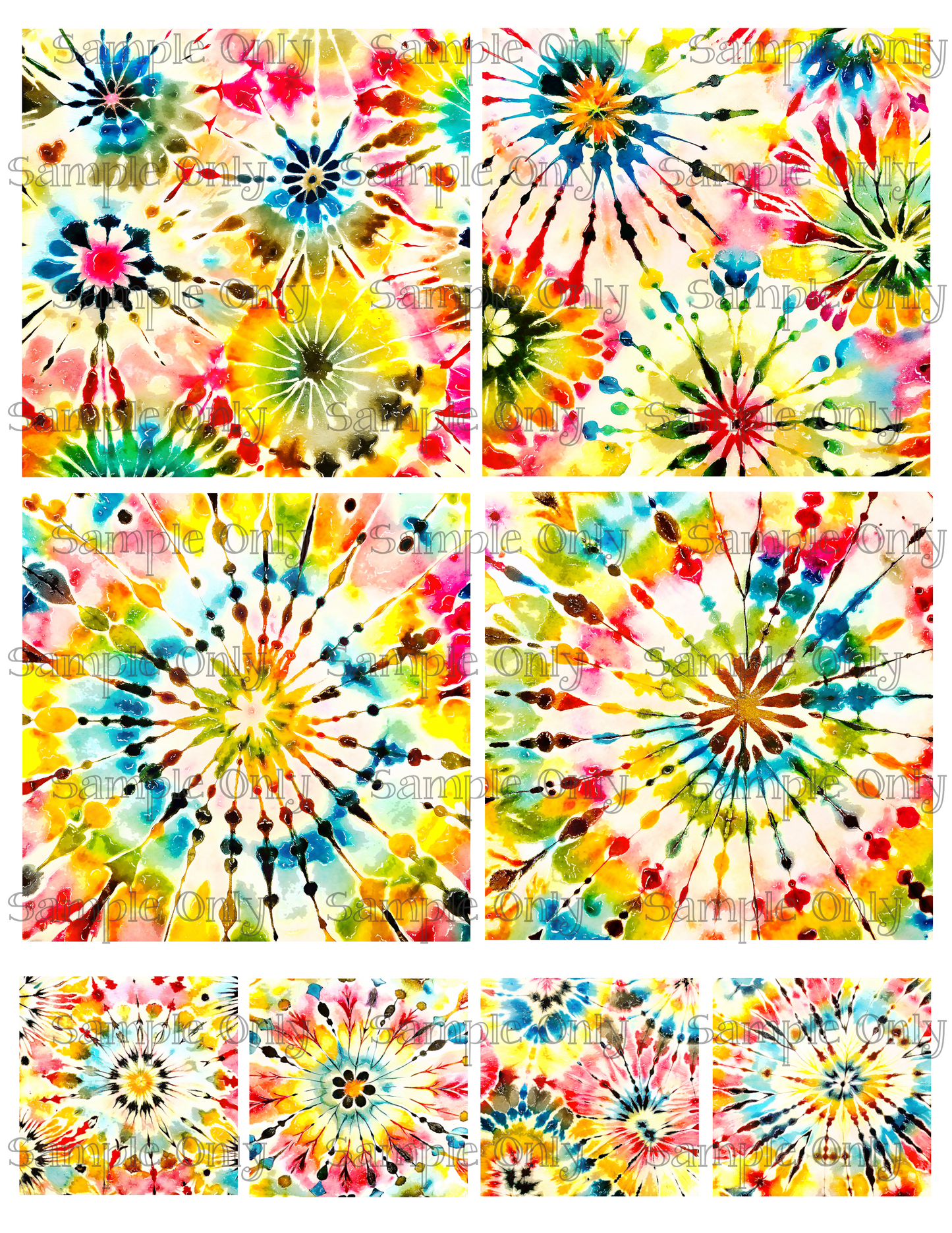 4 Inch Batik Warm Tones Image Sheet For Polymer Clay Transfer Decal DIGITAL FILE OR PRINTED