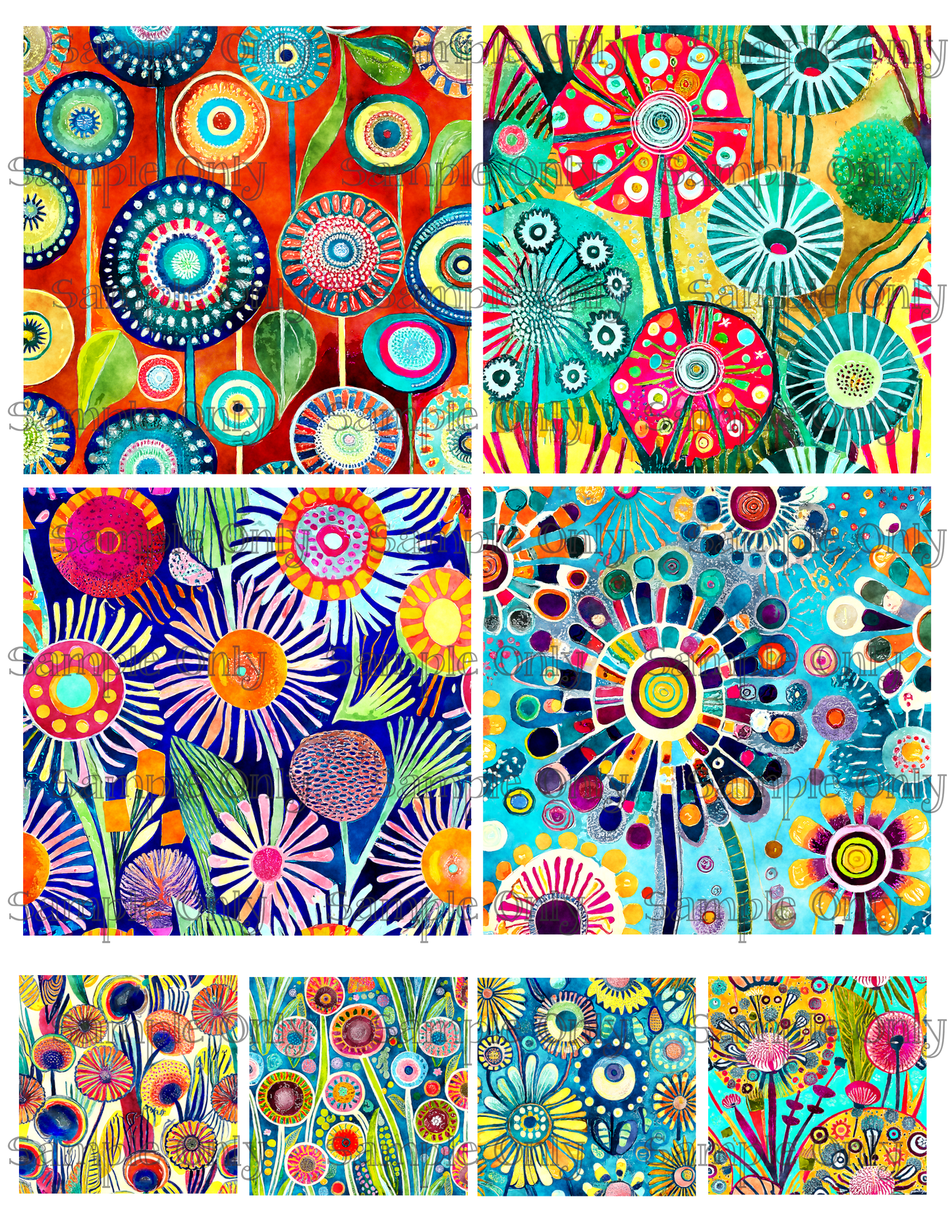 4 Inch Bright Dandelion Flower Set 01 Image Sheet For Polymer Clay Transfer Decal DIGITAL FILE OR PRINTED