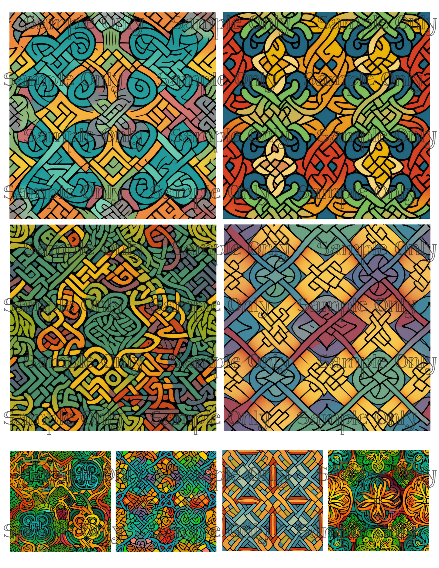 4 Inch Celtic Knots Set 02 Image Sheet For Polymer Clay Transfer Decal DIGITAL FILE OR PRINTED