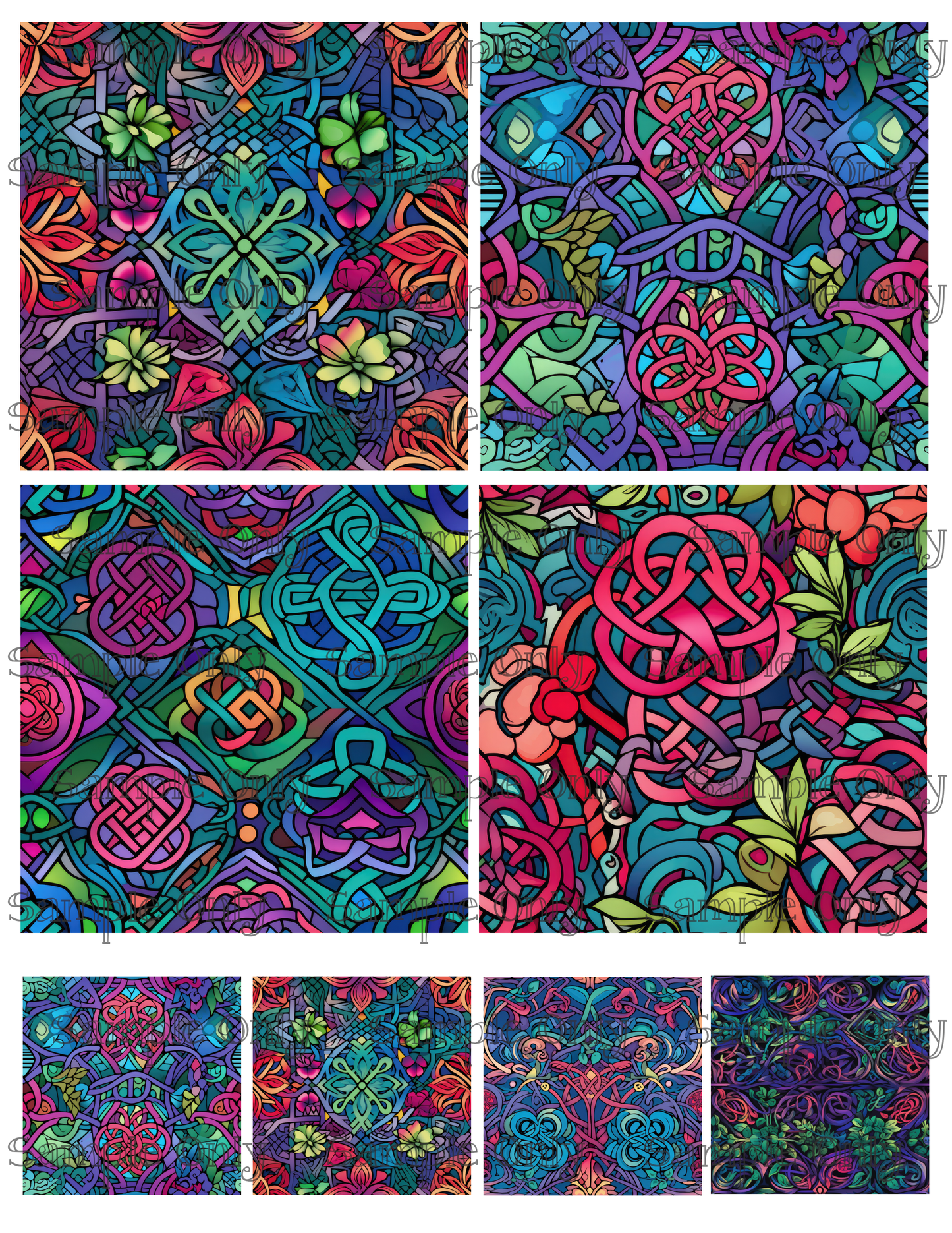 4 Inch Celtic Knots Set 03 Image Sheet For Polymer Clay Transfer Decal DIGITAL FILE OR PRINTED