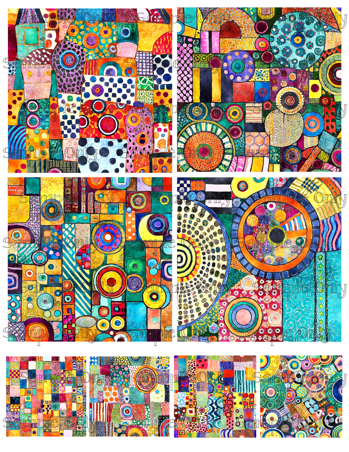 4 Inch Patchwork Squares Set 1 Image Sheet For Polymer Clay Transfer Decal DIGITAL FILE OR PRINTED
