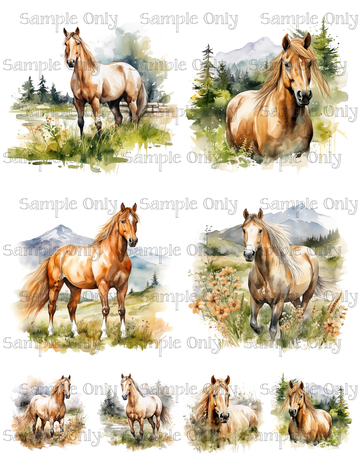 4 Inch Wild Horse Image Sheet For Polymer Clay Transfer Decal DIGITAL FILE OR PRINTED
