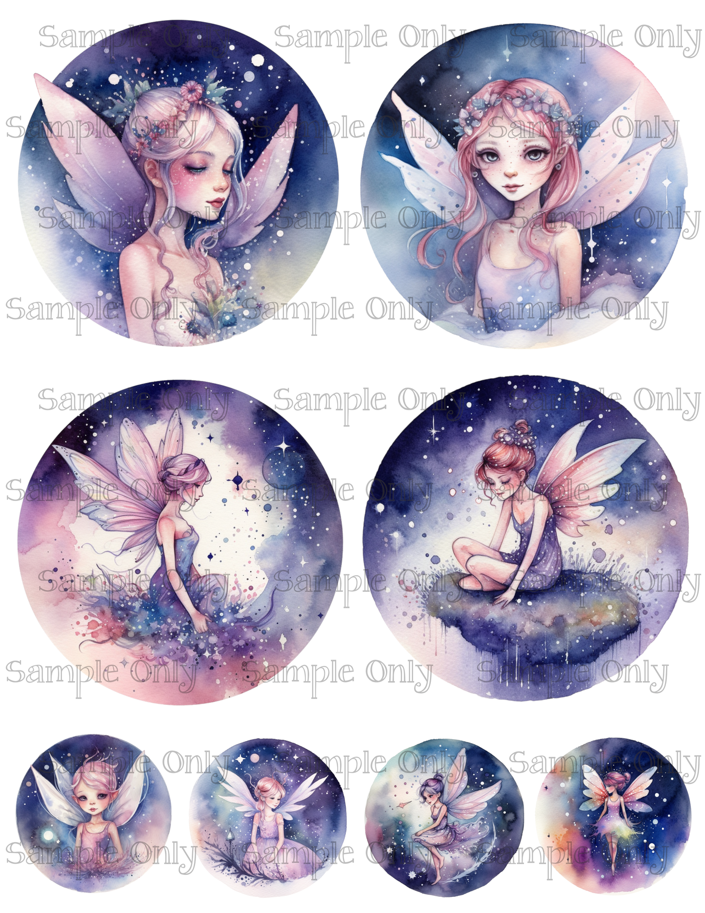 4 Inch Moon Fairy Image Sheet For Polymer Clay Transfer Decal DIGITAL FILE OR PRINTED