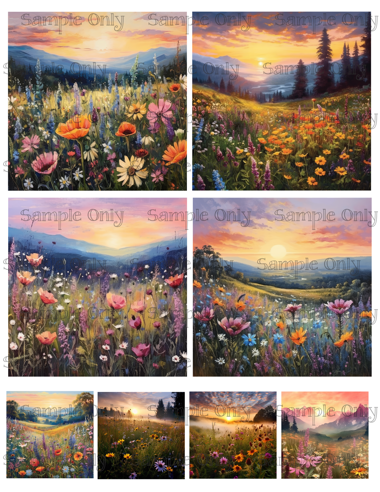 4 Inch Mountain Meadows Set 02 Image Sheet For Polymer Clay Transfer Decal DIGITAL FILE OR PRINTED