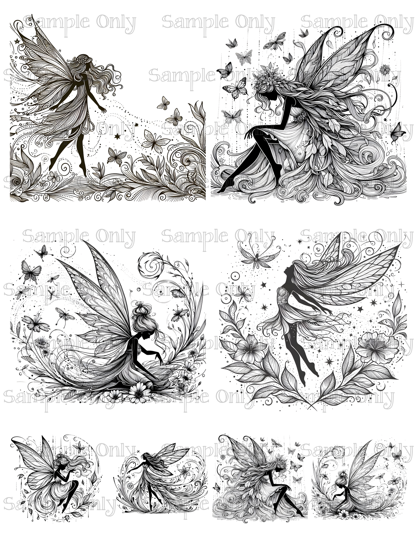 4 Inch Mystical Fairy Image Sheet For Polymer Clay Transfer Decal DIGITAL FILE OR PRINTED