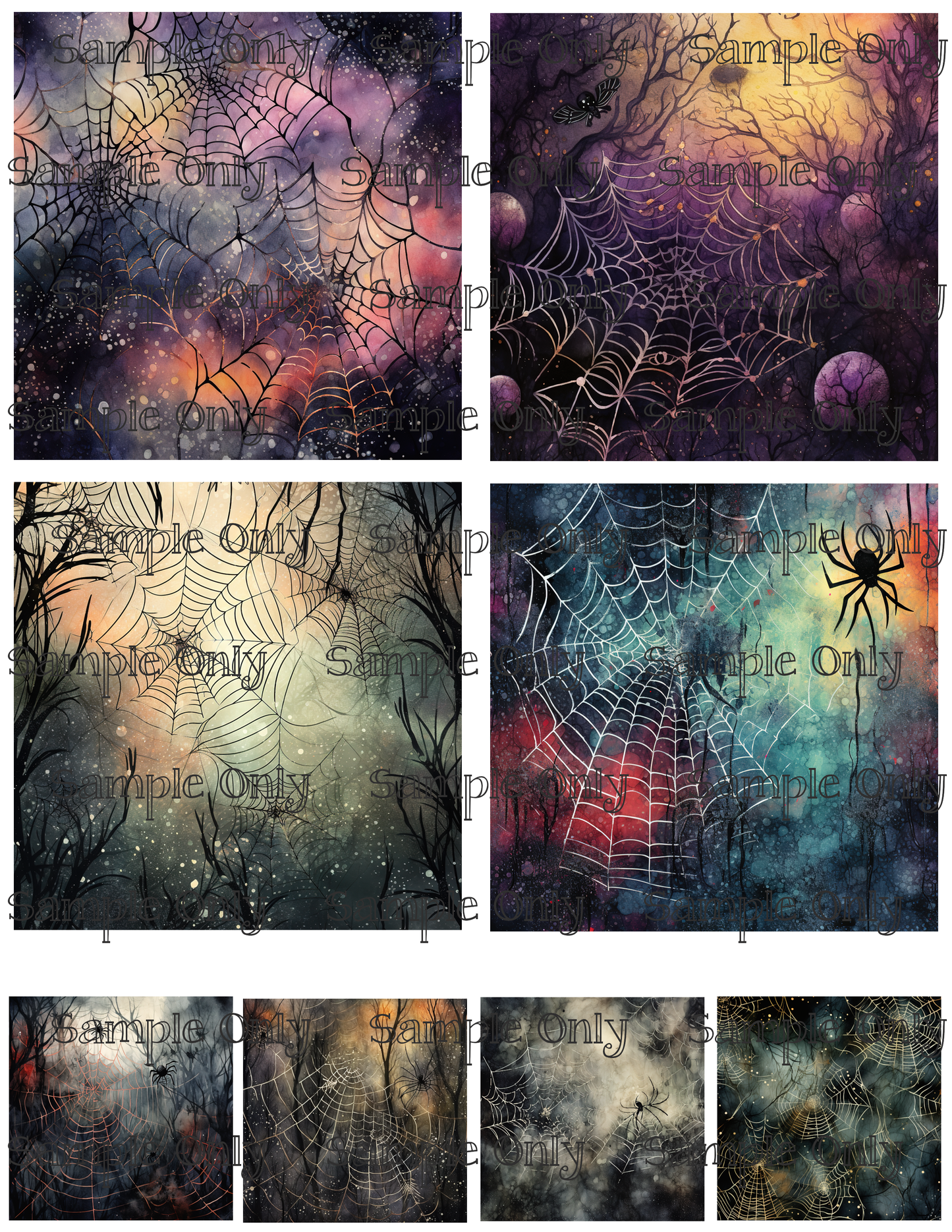4 Inch Grunge Spider Webs Image Sheet For Polymer Clay Transfer Decal DIGITAL FILE OR PRINTED