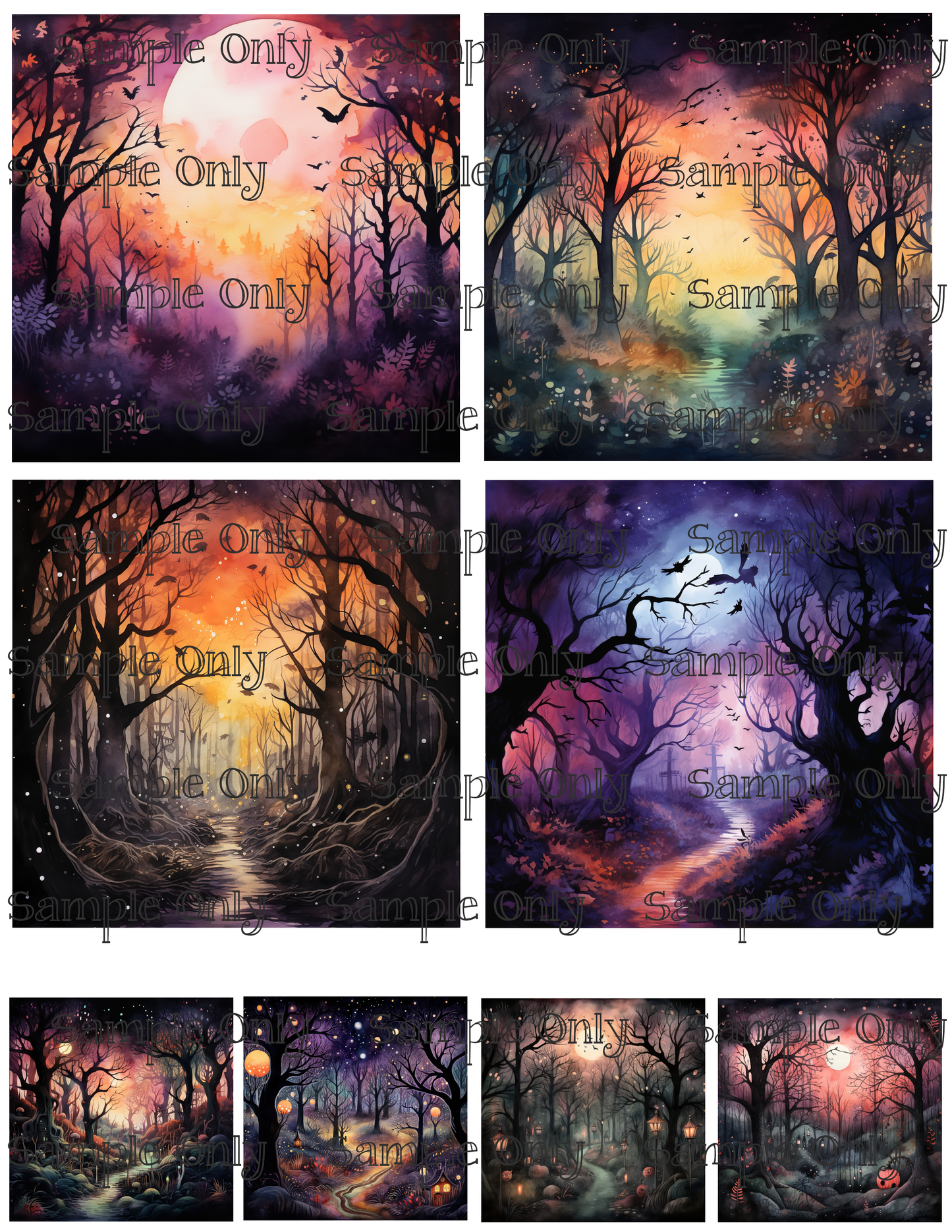 4 Inch Spooky Forest Image Sheet For Polymer Clay Transfer Decal DIGITAL FILE OR PRINTED