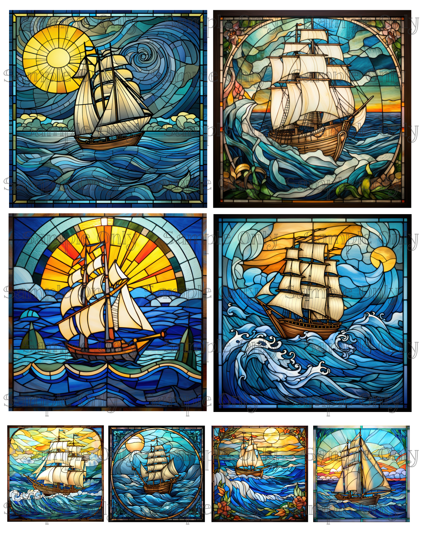 4 Inch Nautical Ship Image Sheet For Polymer Clay Transfer Decal DIGITAL FILE OR PRINTED