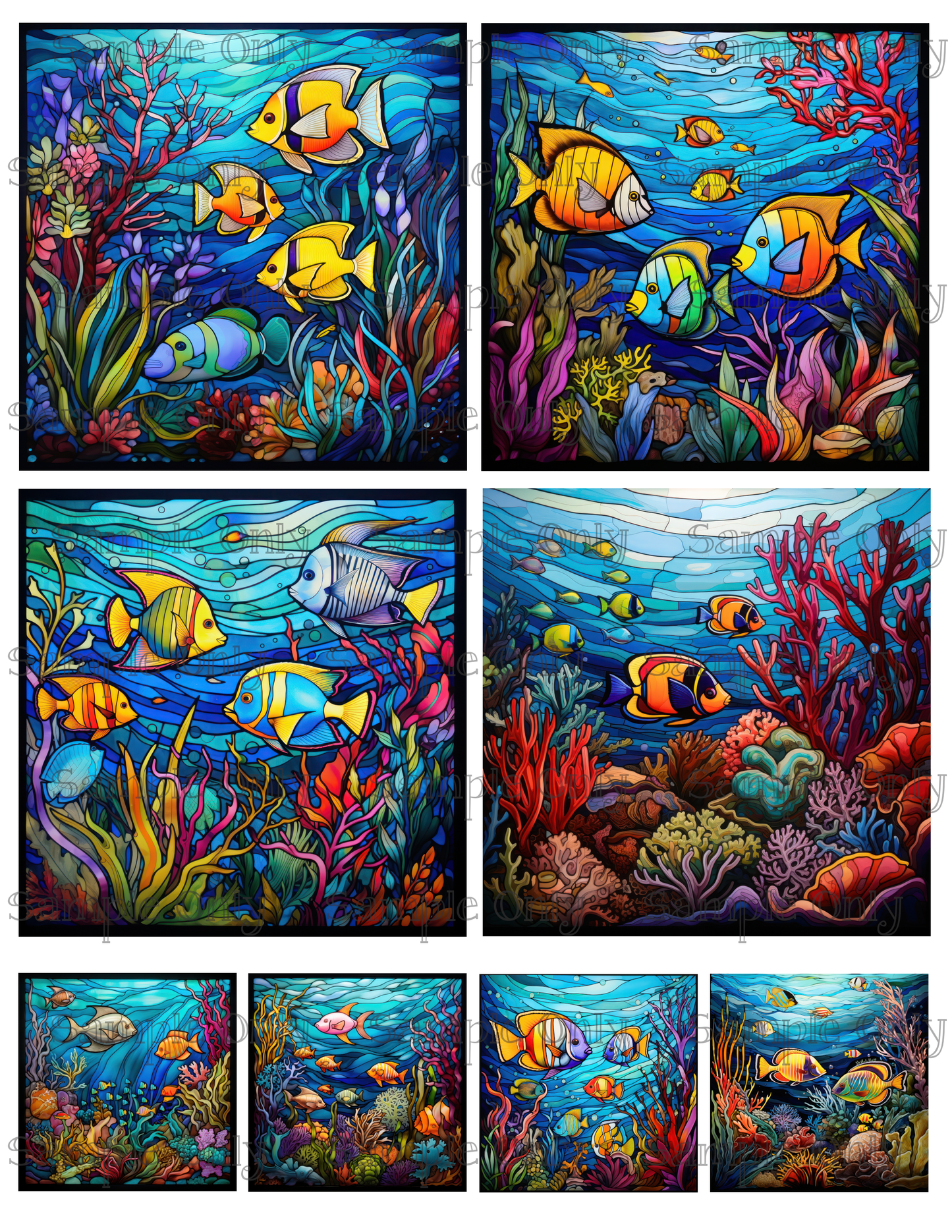 4 Inch Underwater Image Sheet For Polymer Clay Transfer Decal DIGITAL FILE OR PRINTED
