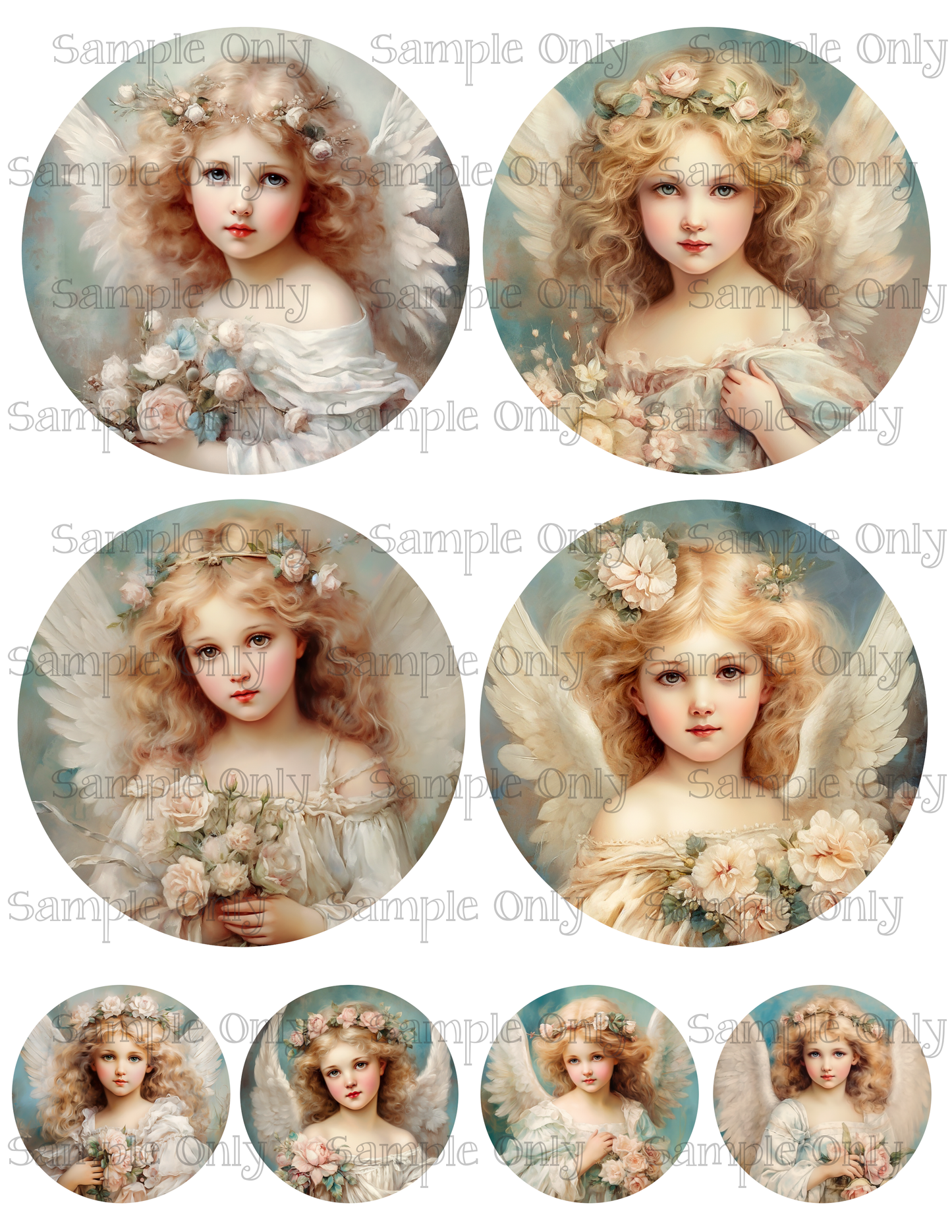 4 Inch Vintage Angel Image Sheet For Polymer Clay Transfer Decal DIGITAL FILE OR PRINTED
