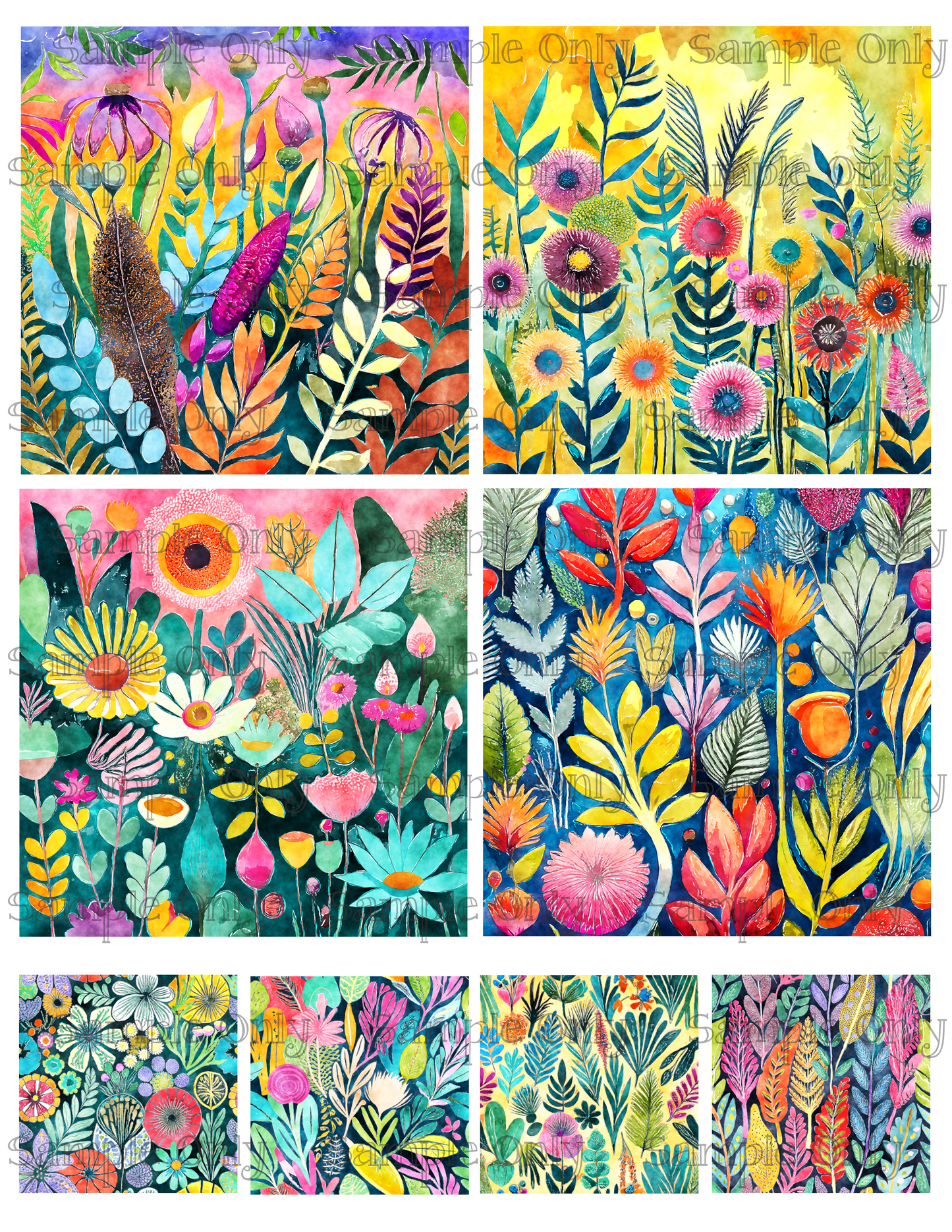 4 Inch Wild Garden Image Sheet For Polymer Clay Transfer Decal DIGITAL FILE OR PRINTED