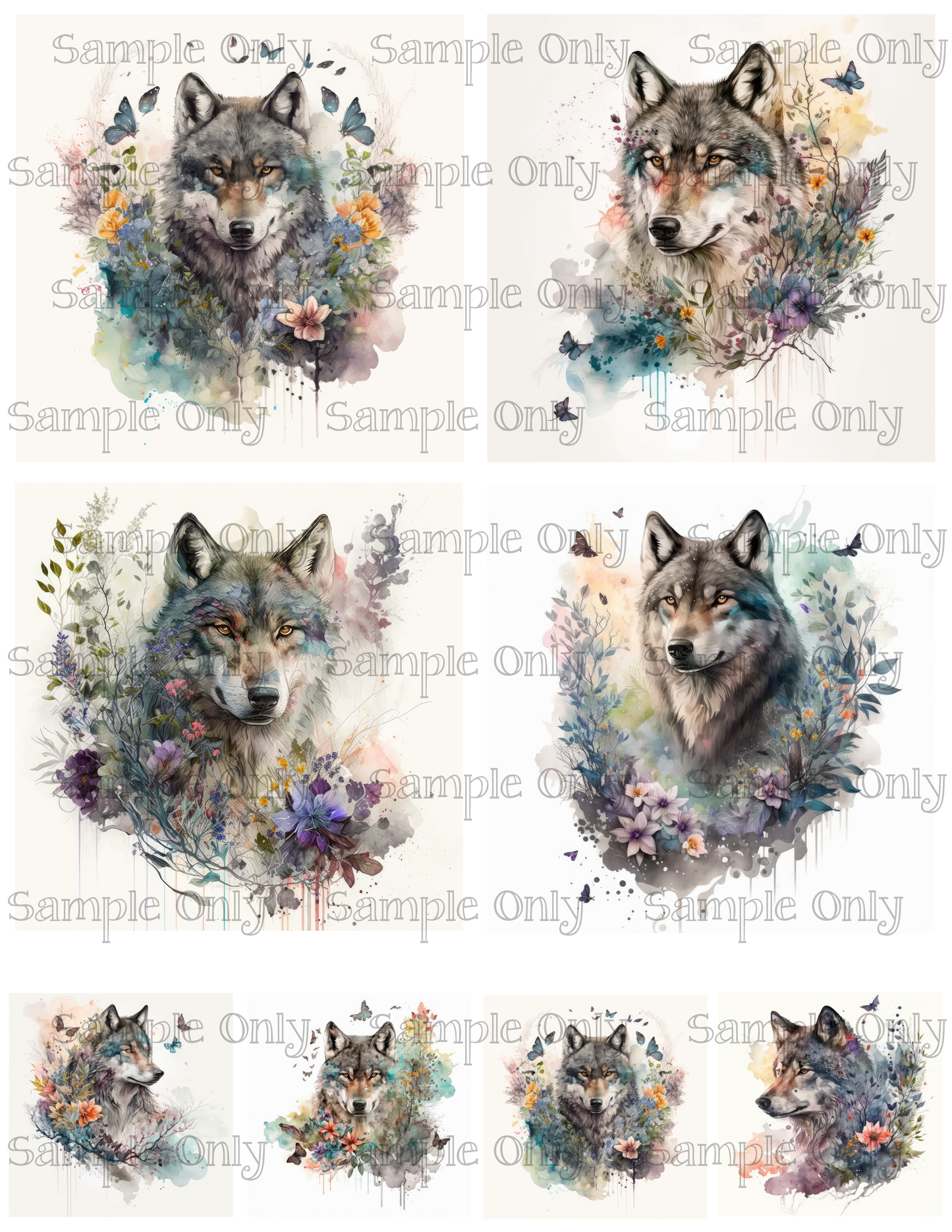 4 Inch Wolves Set 02 Image Sheet For Polymer Clay Transfer Decal DIGITAL FILE OR PRINTED