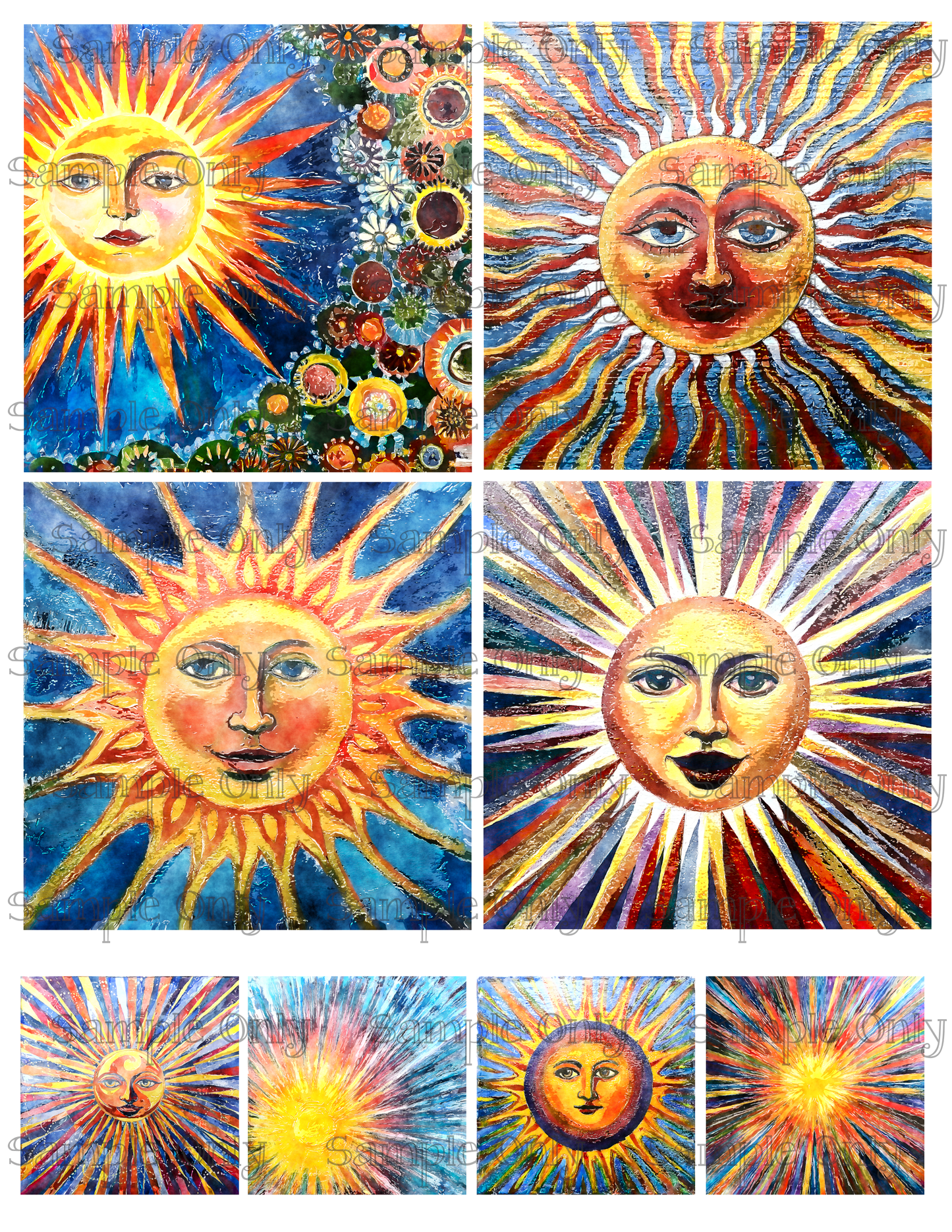 4 Inch Sun Shine Celestial Goddess Painting Image Sheet For Polymer Clay Transfer Decal DIGITAL FILE OR PRINTED
