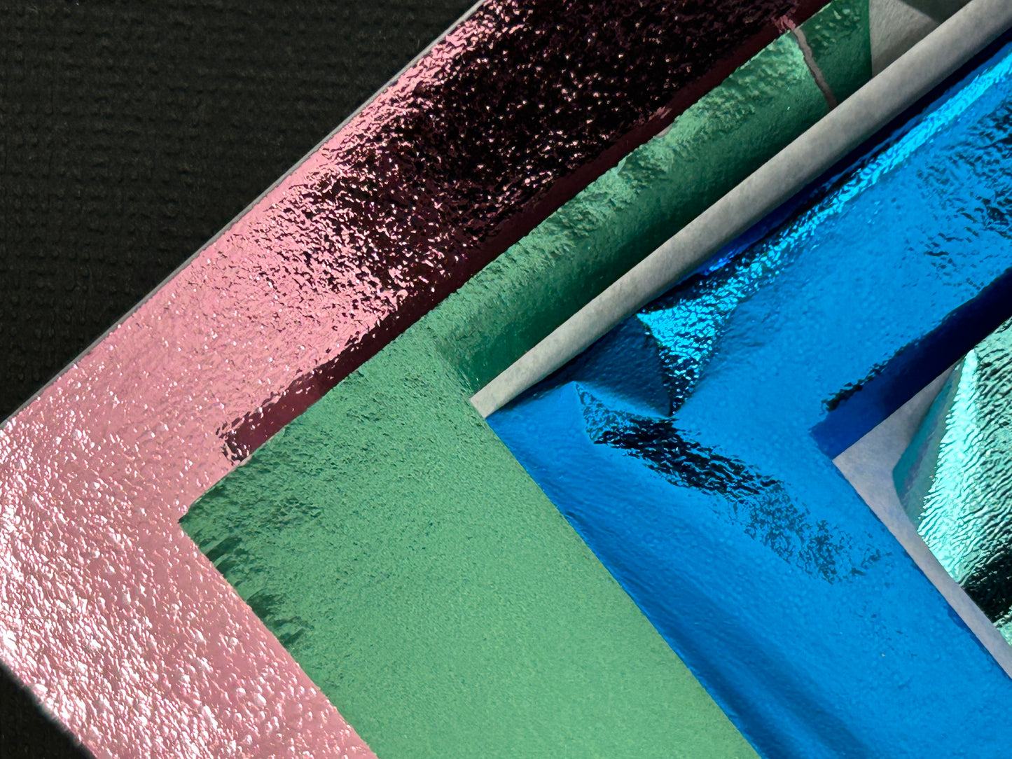 25 Sheets Of Metal Foil Leaf Sheets Spring Brights Fuchsia Sky Blue Green Deep Blue Lt Pink
