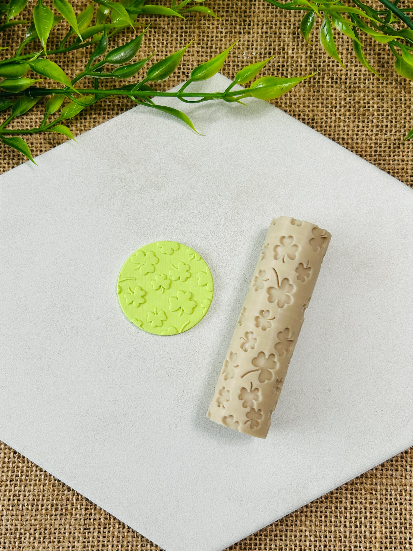 Saint Patrick's Day 3 and 4 Leaf Clover Pattern Texture Roller For Polymer Clay 2 Styles YOU CHOOSE