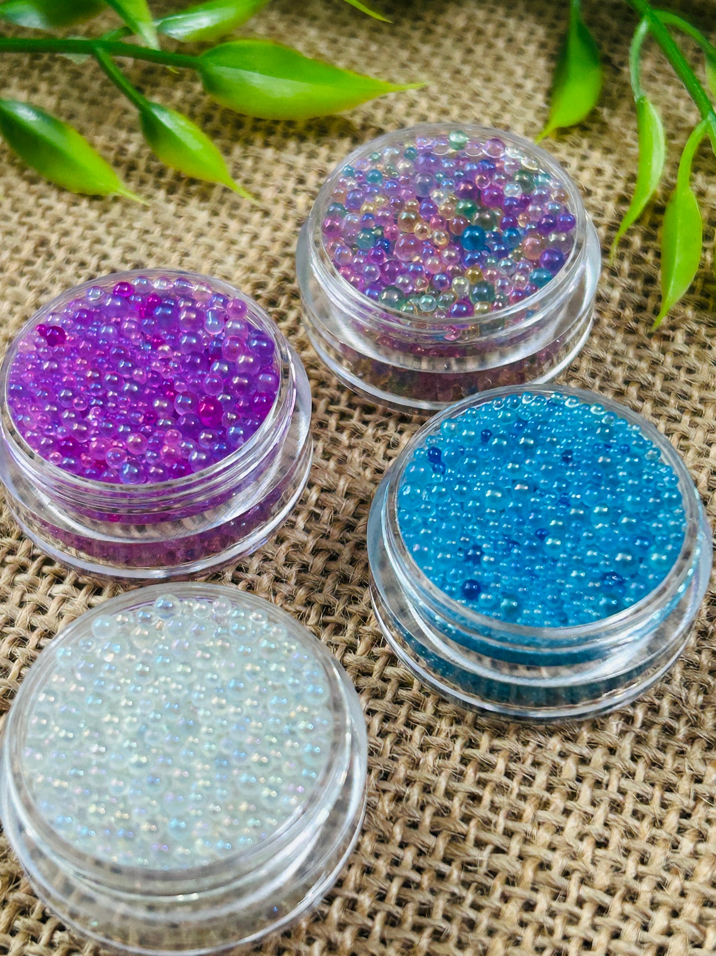 5 Gram Jar Iridescent Clear Glass Faux Bubble Caviar No Hole Micro Beads Round Pebbles Mixed Sizes 4 COLORS YOU CHOOSE