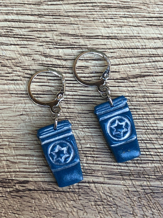 Hanukkah Star Of David Coffee Cup To Go Latte Statement  Dangle Earrings