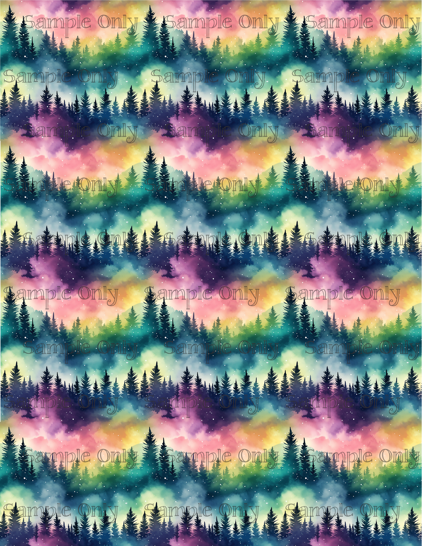 Northern Lights Aurora Borealis Tree Line Pattern Set 1 Image Sheet For Polymer Clay Transfer Decal DIGITAL FILE OR PRINTED