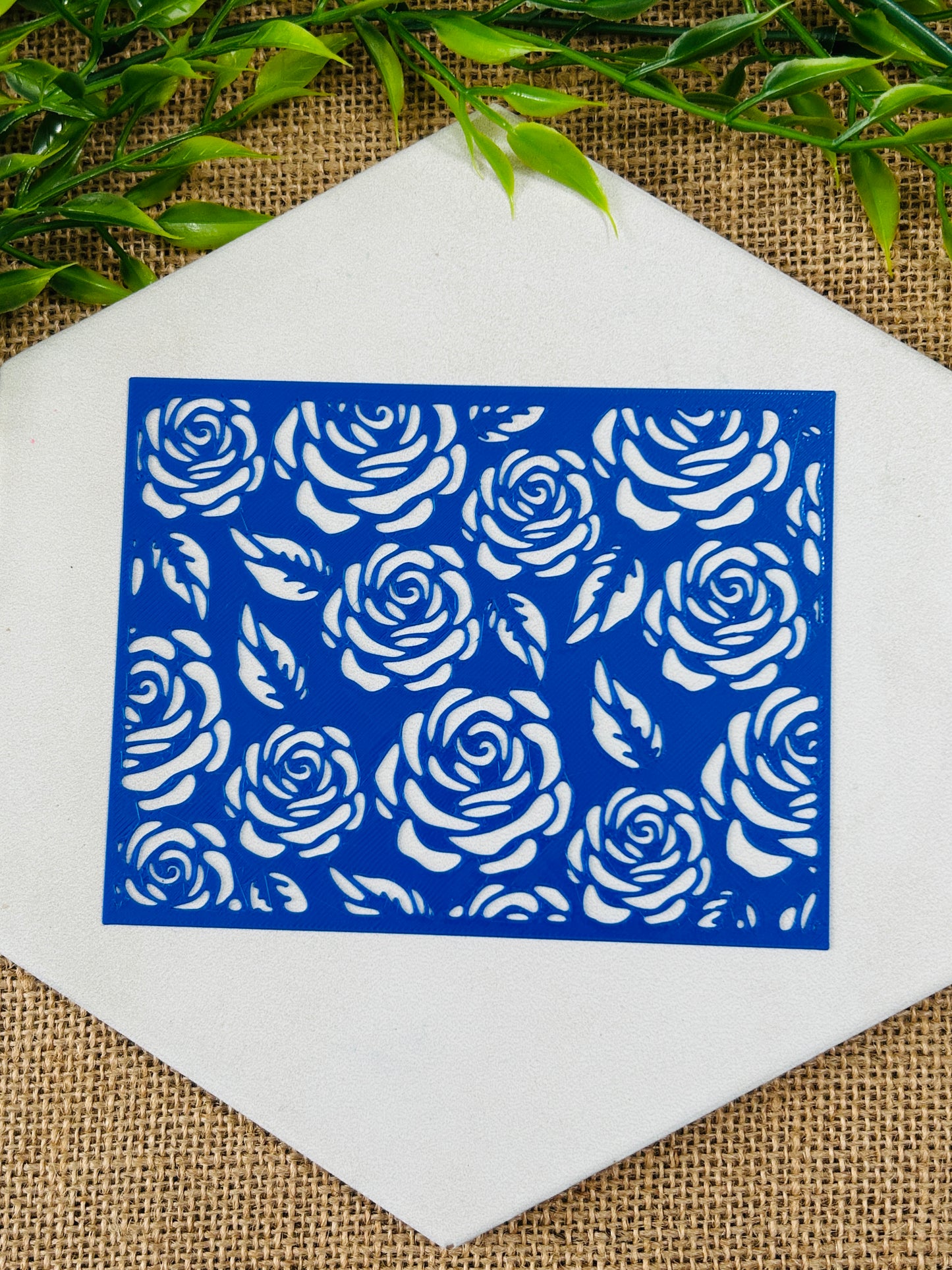 Rose Pattern Design For Polymer Clay 3 Versions YOU CHOOSE Stencil Stamp Texture Plate